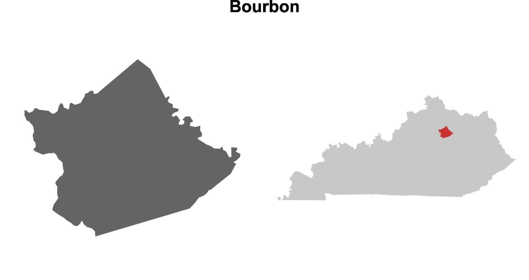 Bourbon County, Kentucky blank outline map set vector