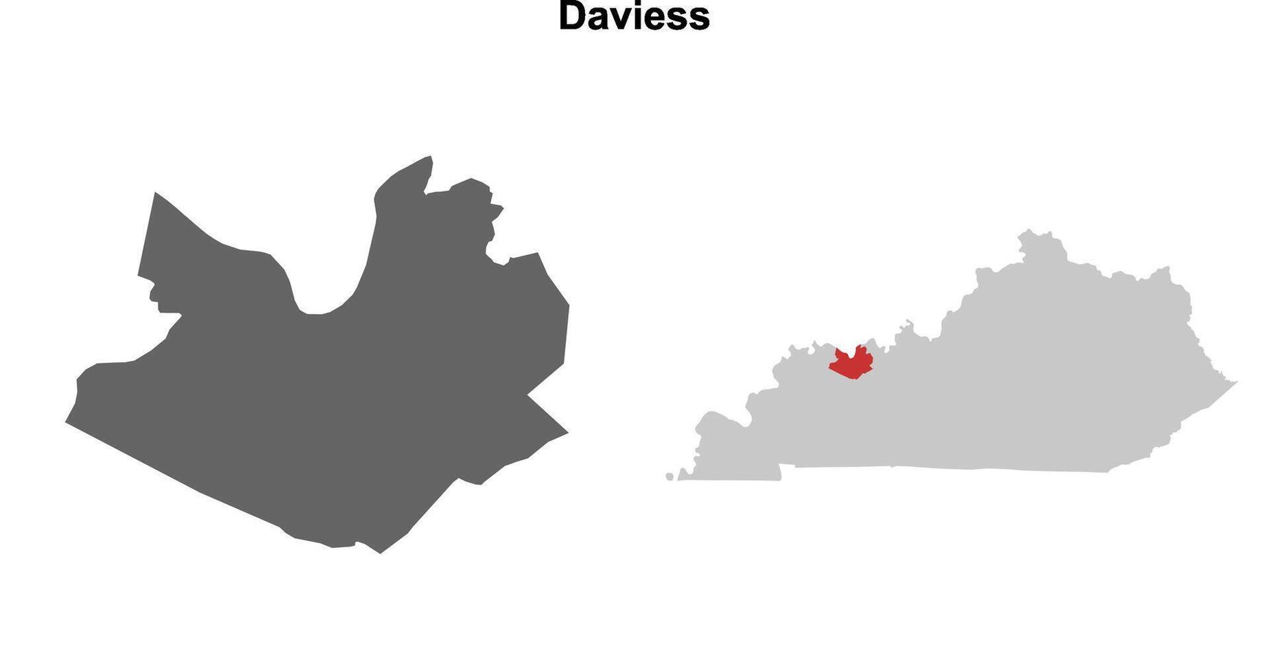 Daviess County, Kentucky blank outline map set vector