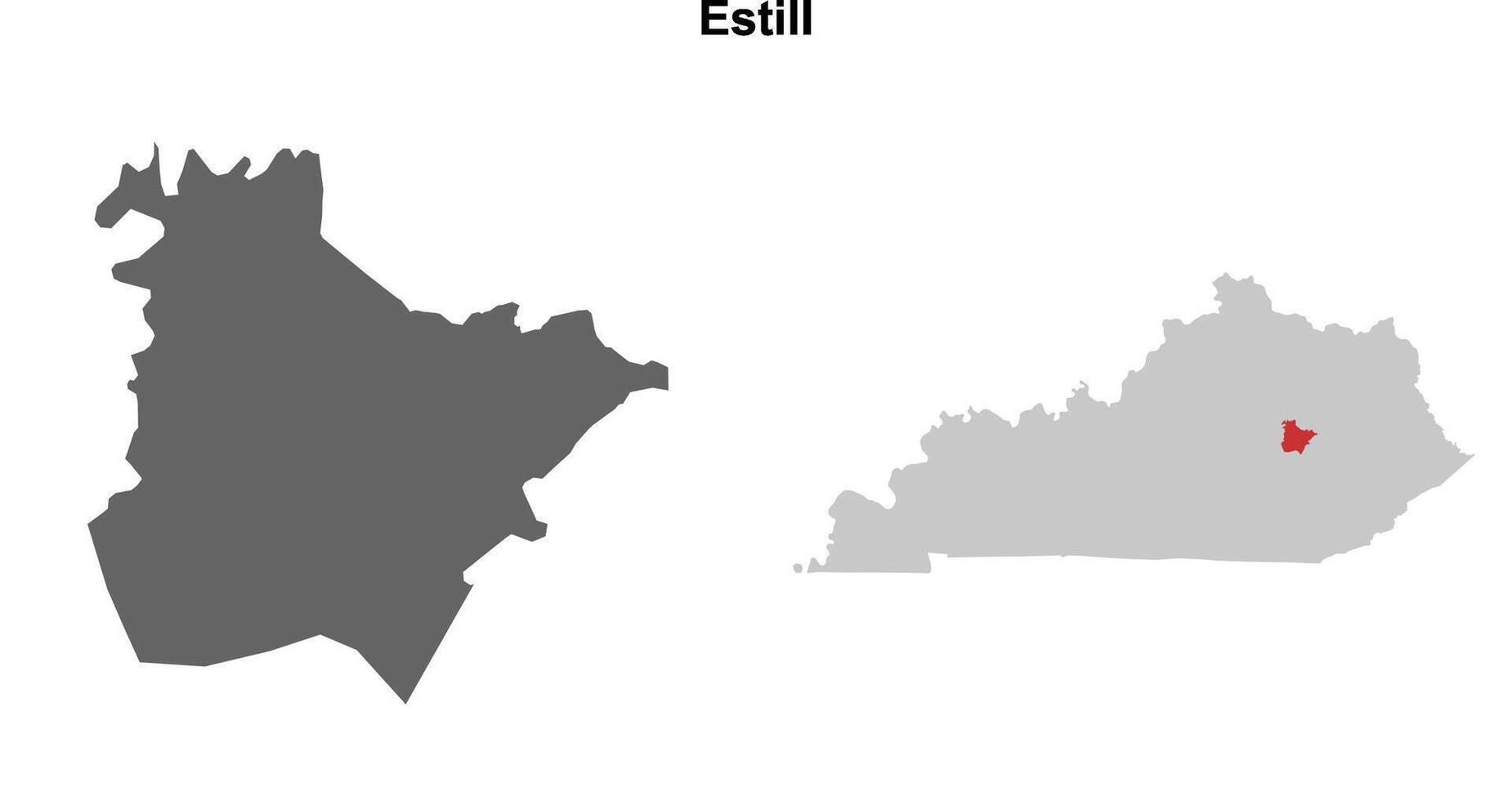 Estill County, Kentucky blank outline map set vector