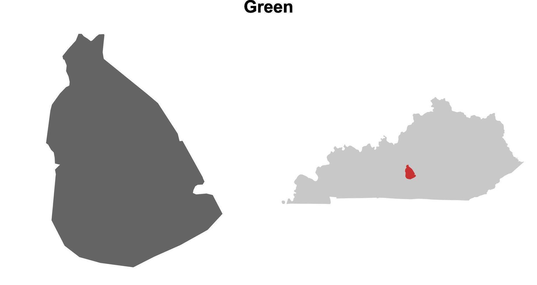 Green County, Kentucky blank outline map set vector
