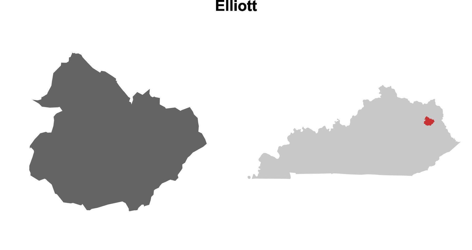 Elliott County, Kentucky blank outline map set vector