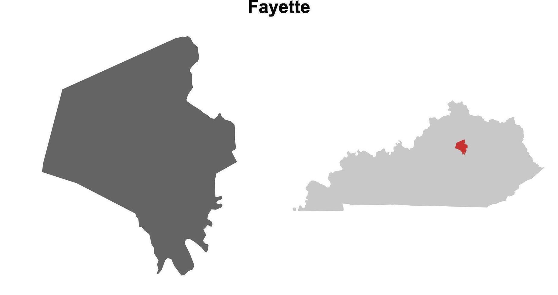 Fayette County, Kentucky blank outline map set vector