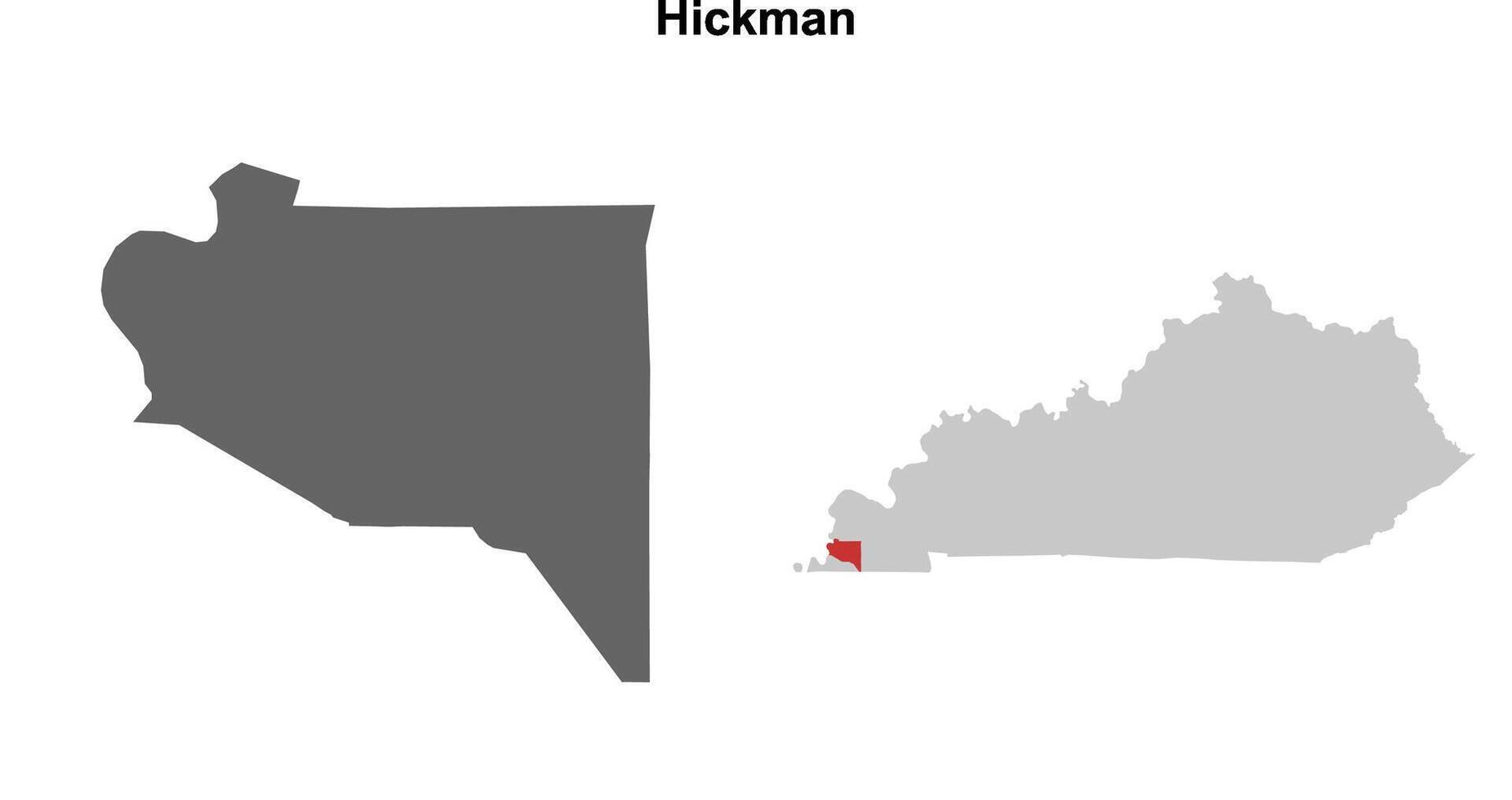 Hickman County, Kentucky blank outline map set vector