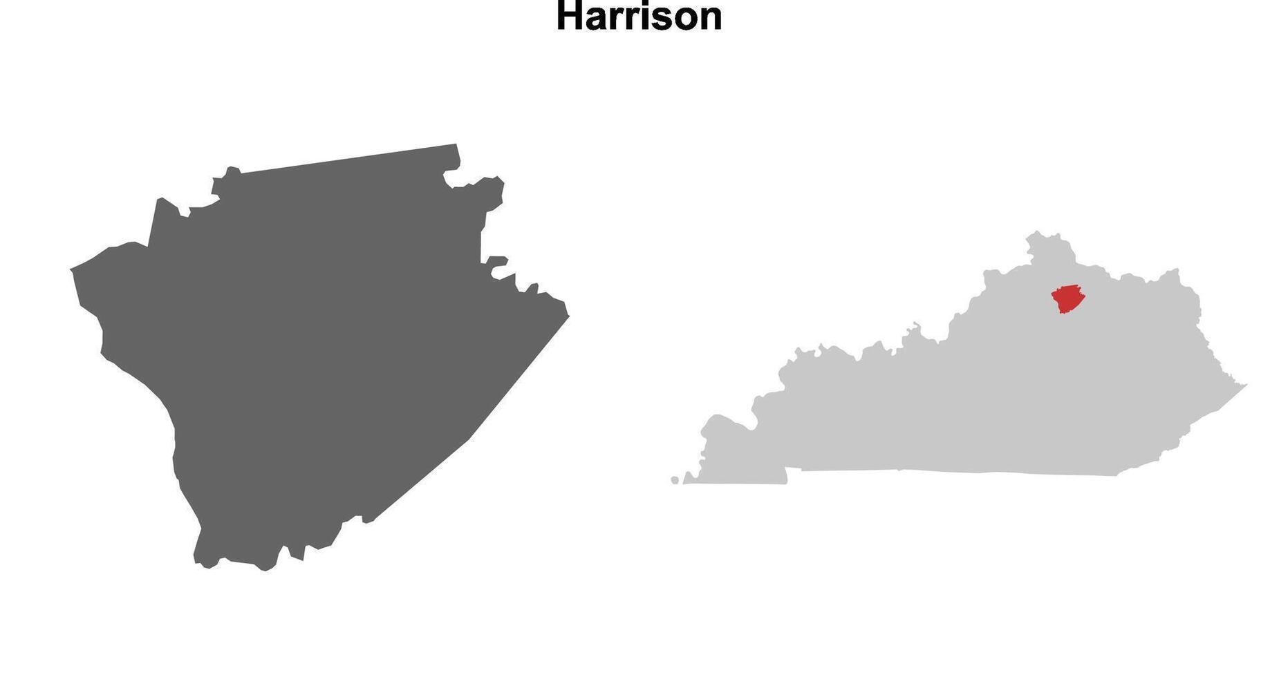 Harrison County, Kentucky blank outline map set vector