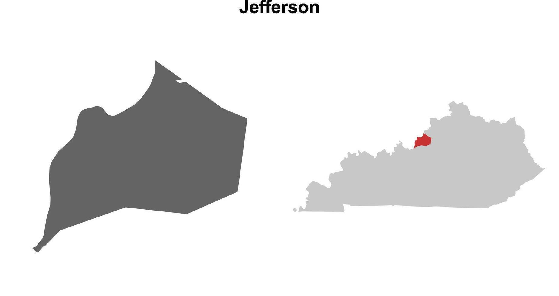 Jefferson County, Kentucky blank outline map set vector