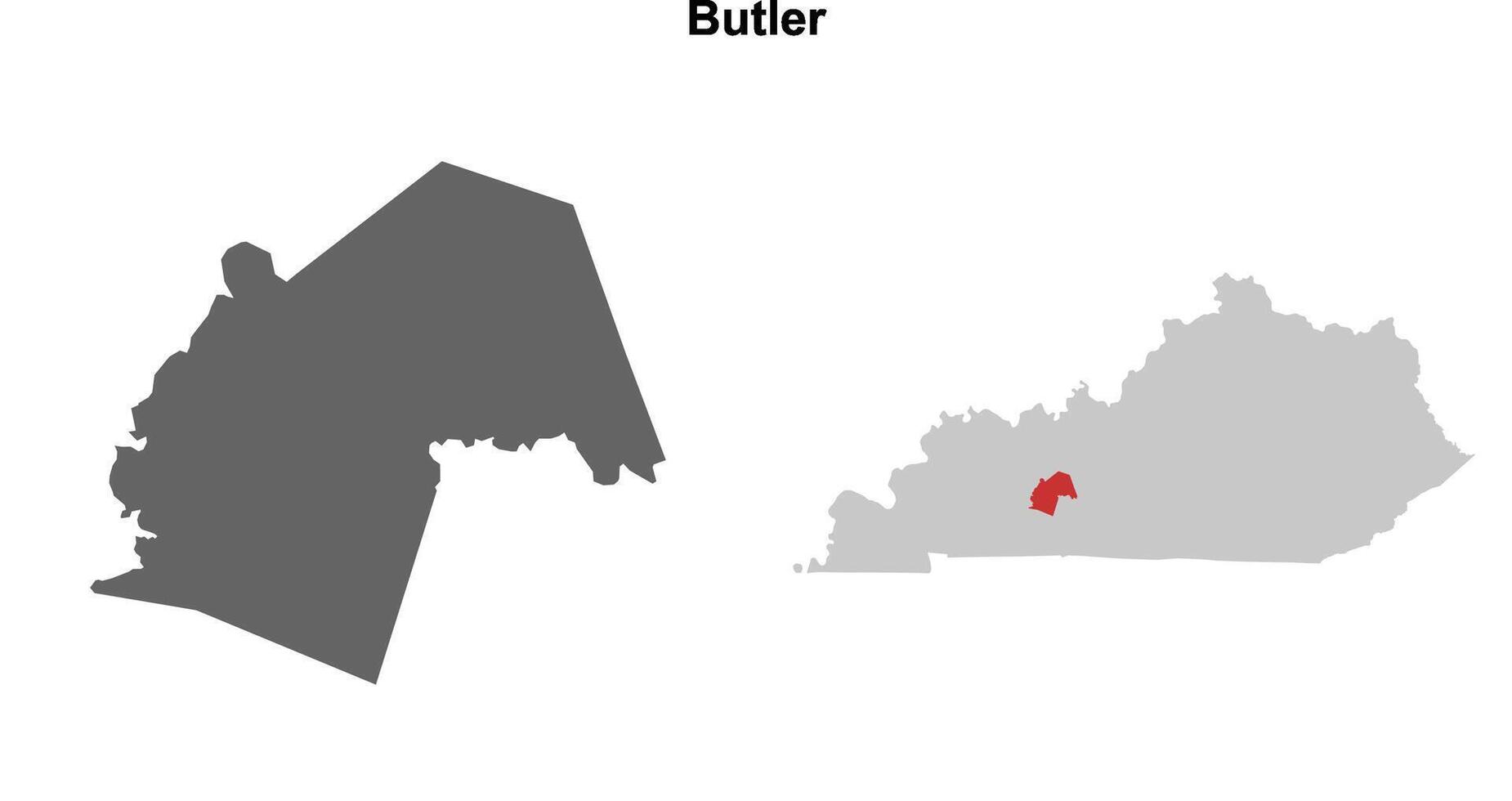 Butler County, Kentucky blank outline map set vector