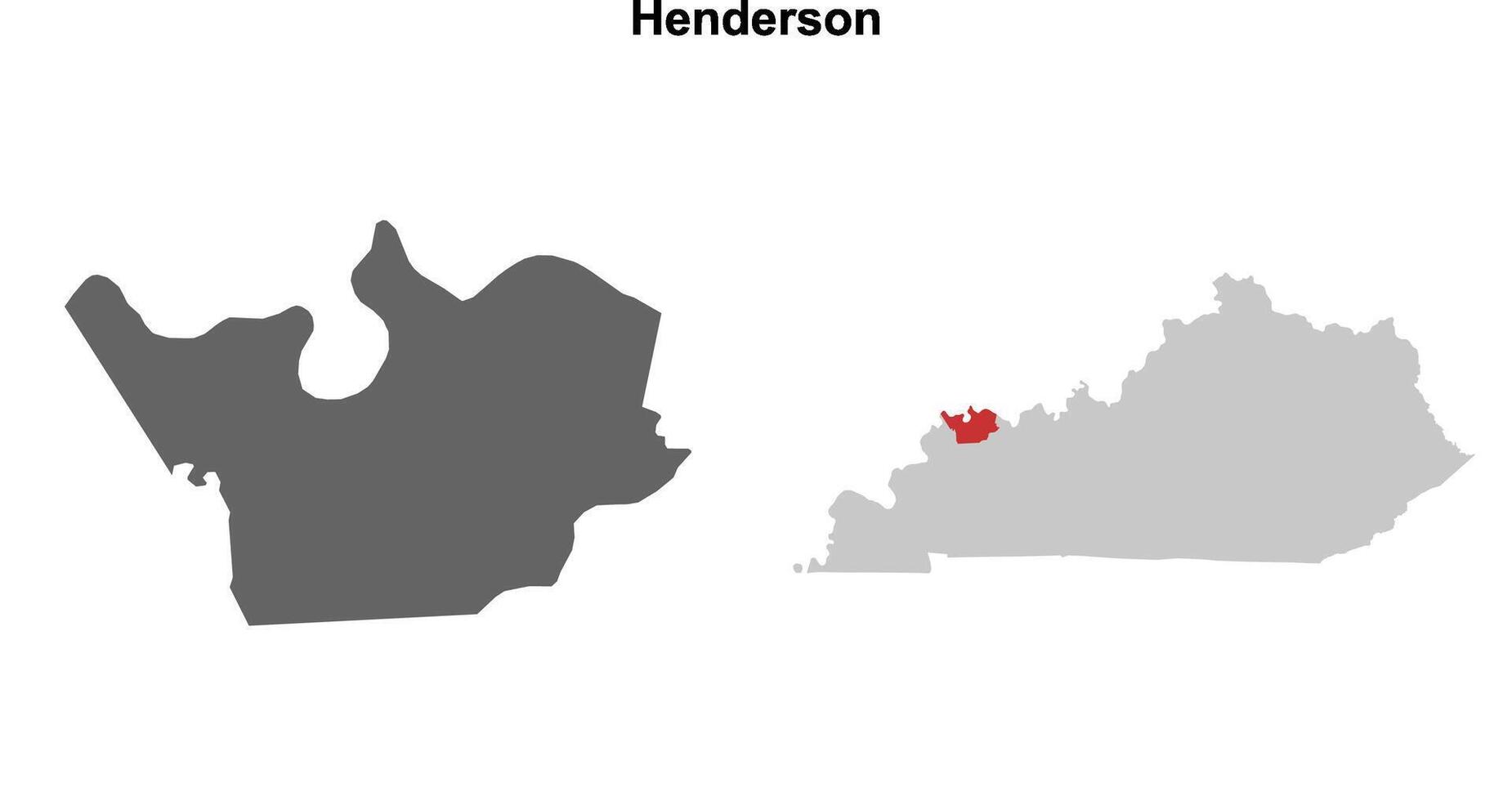 Henderson County, Kentucky blank outline map set vector