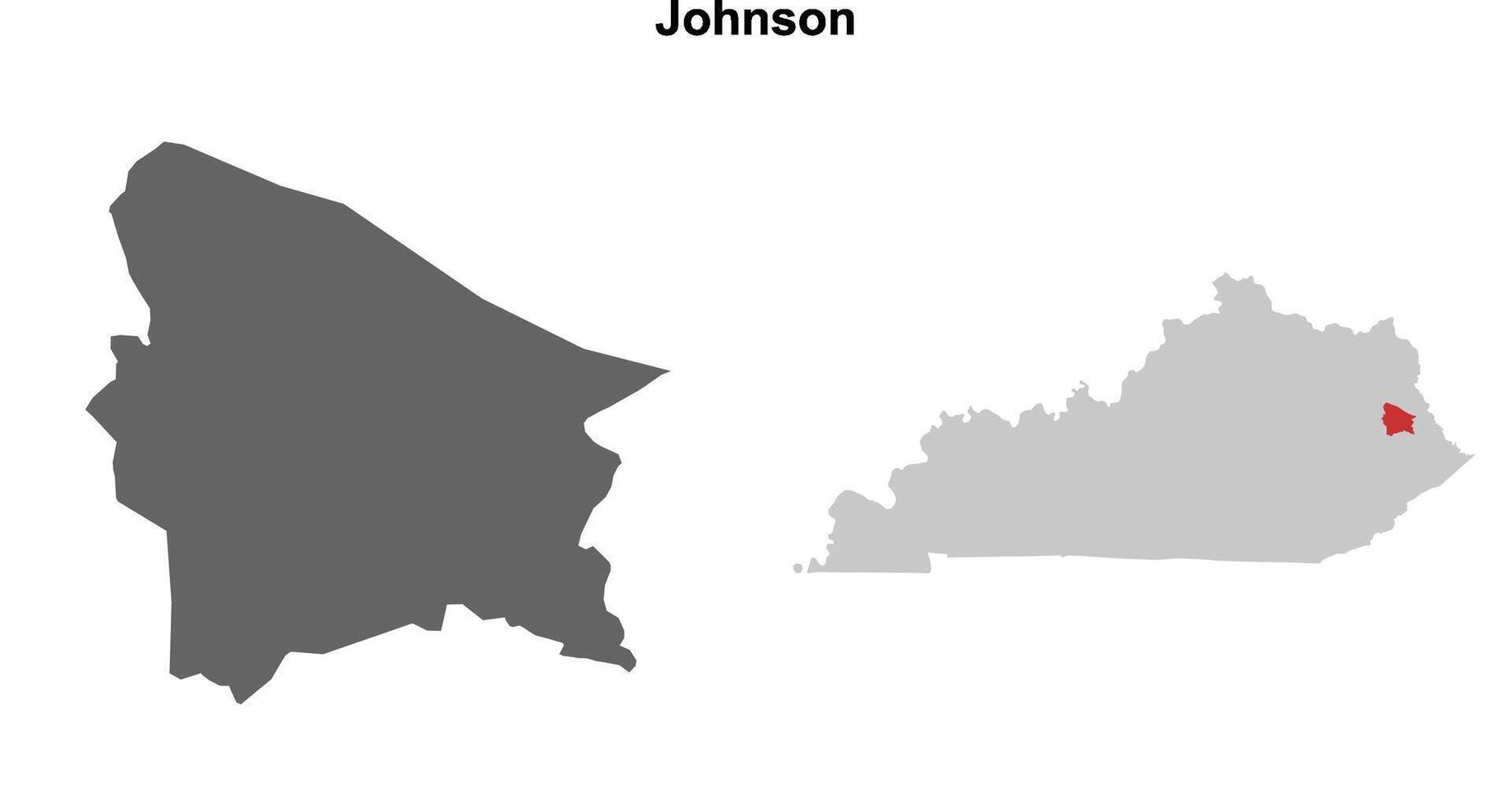 Johnson County, Kentucky blank outline map set vector