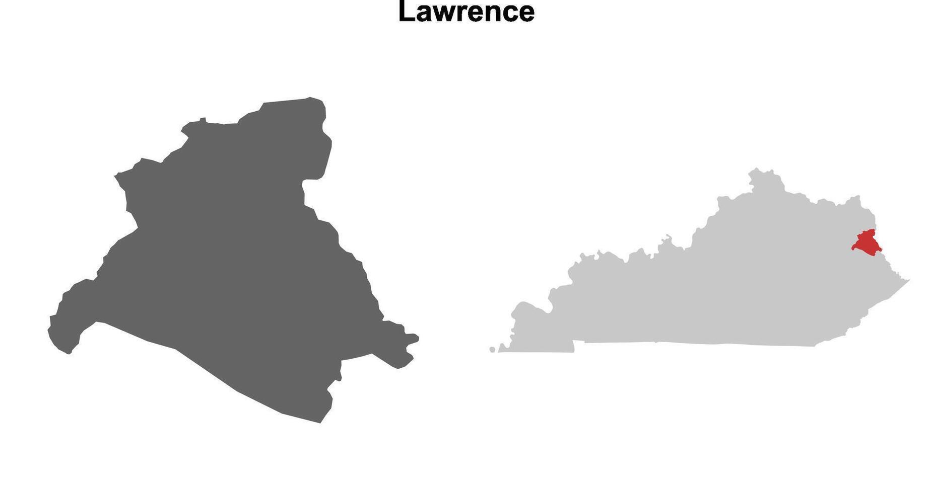 Lawrence County, Kentucky blank outline map set vector