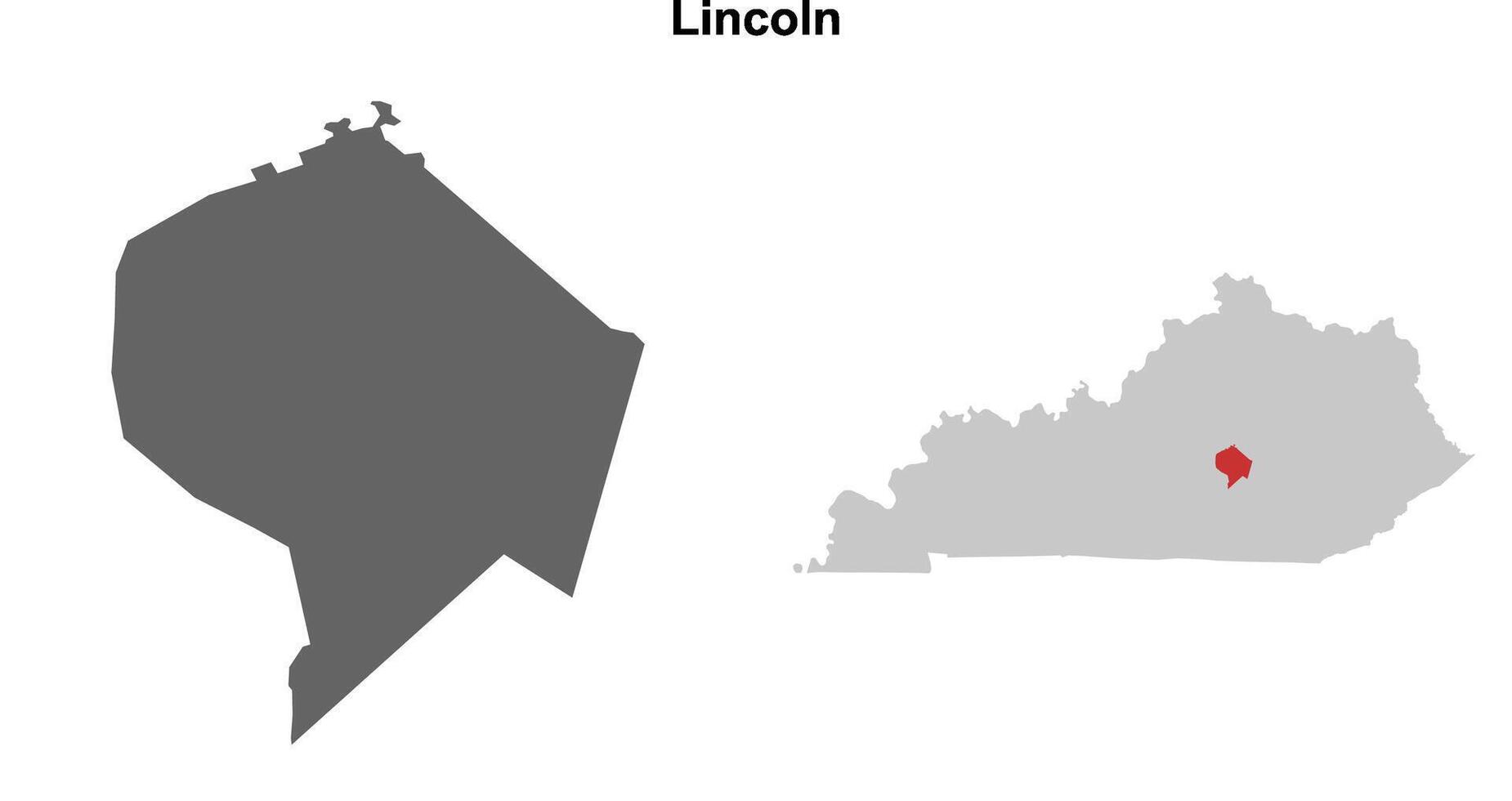 Lincoln County, Kentucky blank outline map set vector