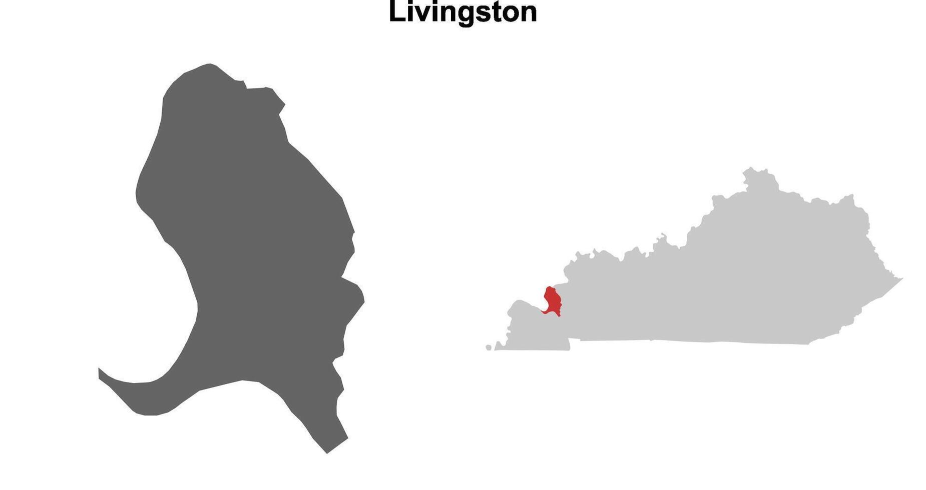 Livingston County, Kentucky blank outline map set vector