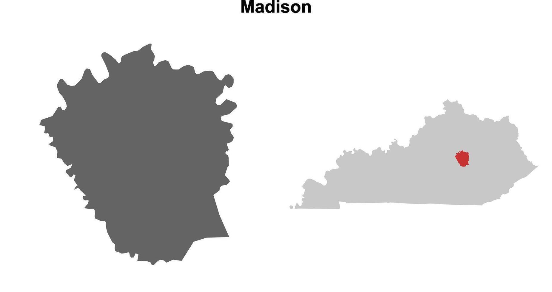 Madison County, Kentucky blank outline map set vector