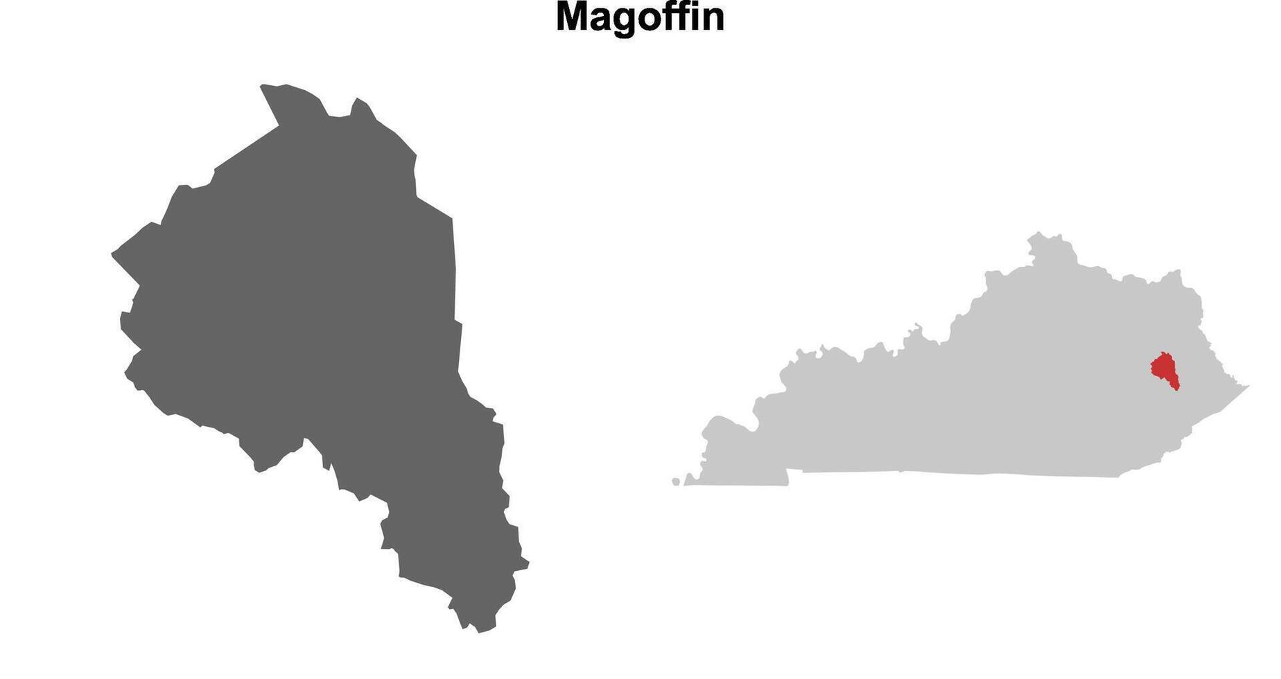 Magoffin County, Kentucky blank outline map set vector