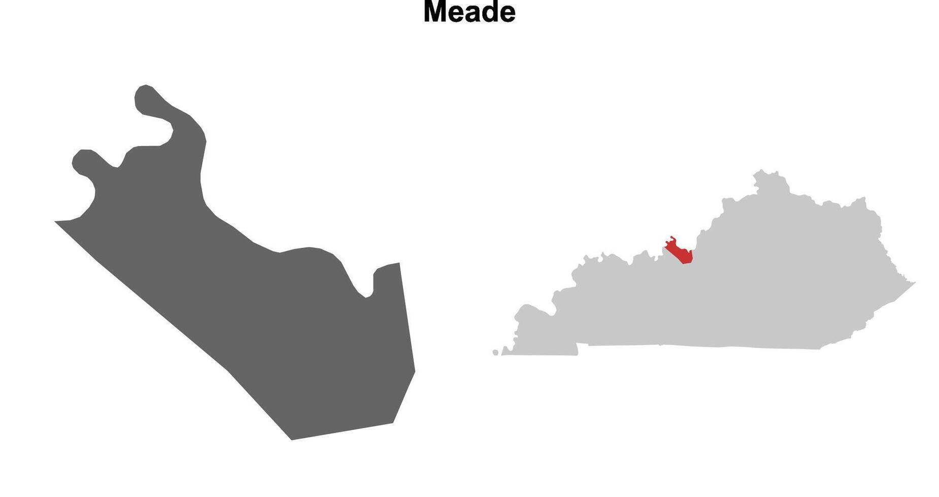 Meade County, Kentucky blank outline map set vector