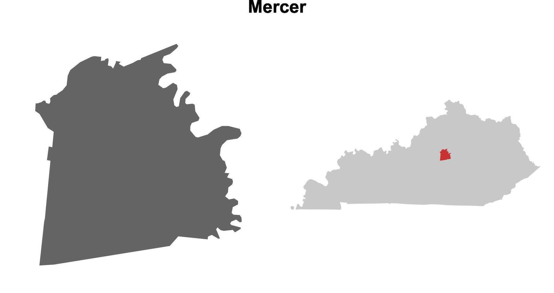 Mercer County, Kentucky blank outline map set vector