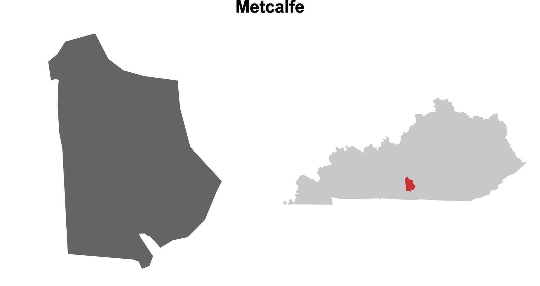 Metcalfe County, Kentucky blank outline map set vector