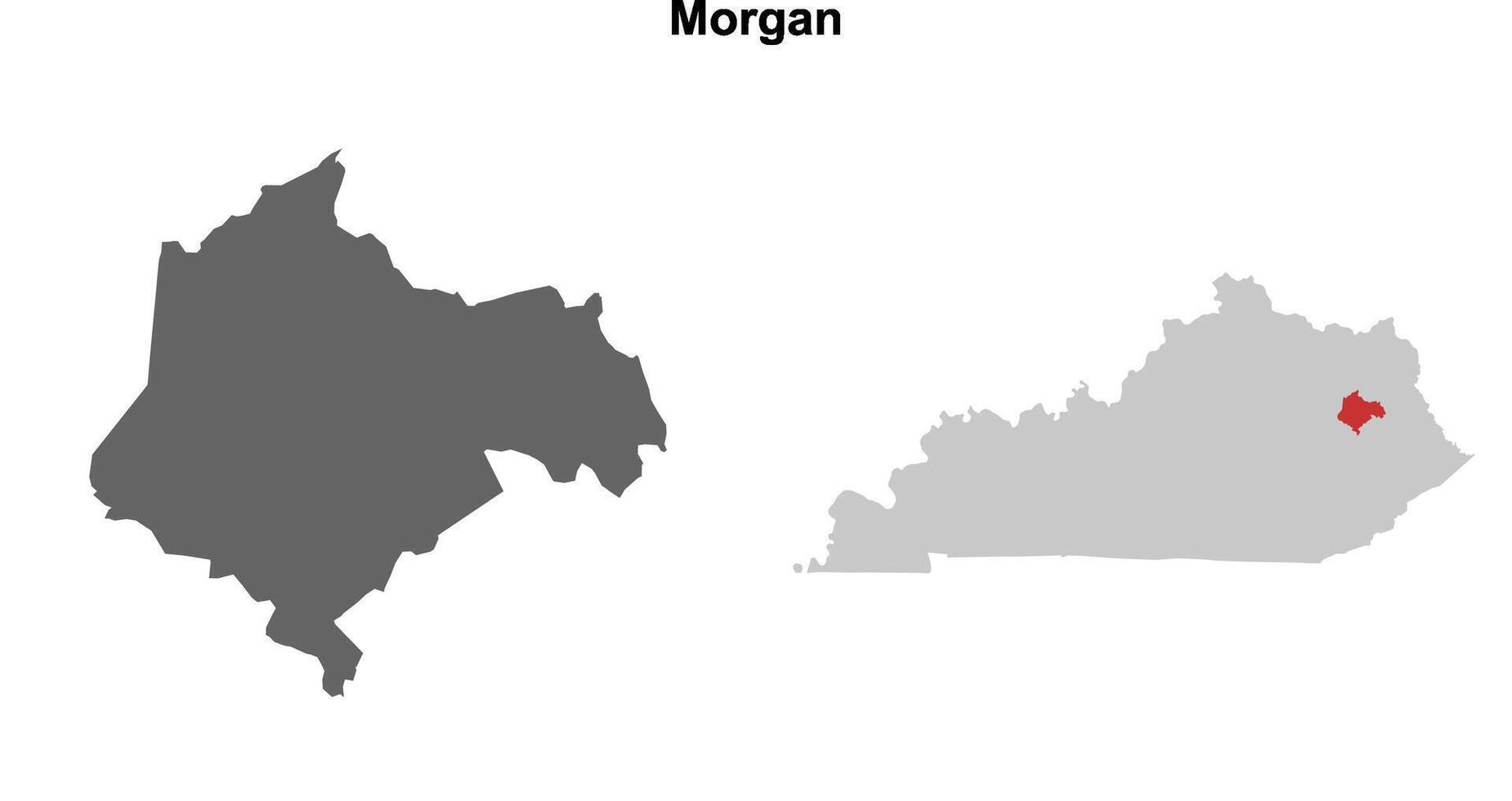 Morgan County, Kentucky blank outline map set vector