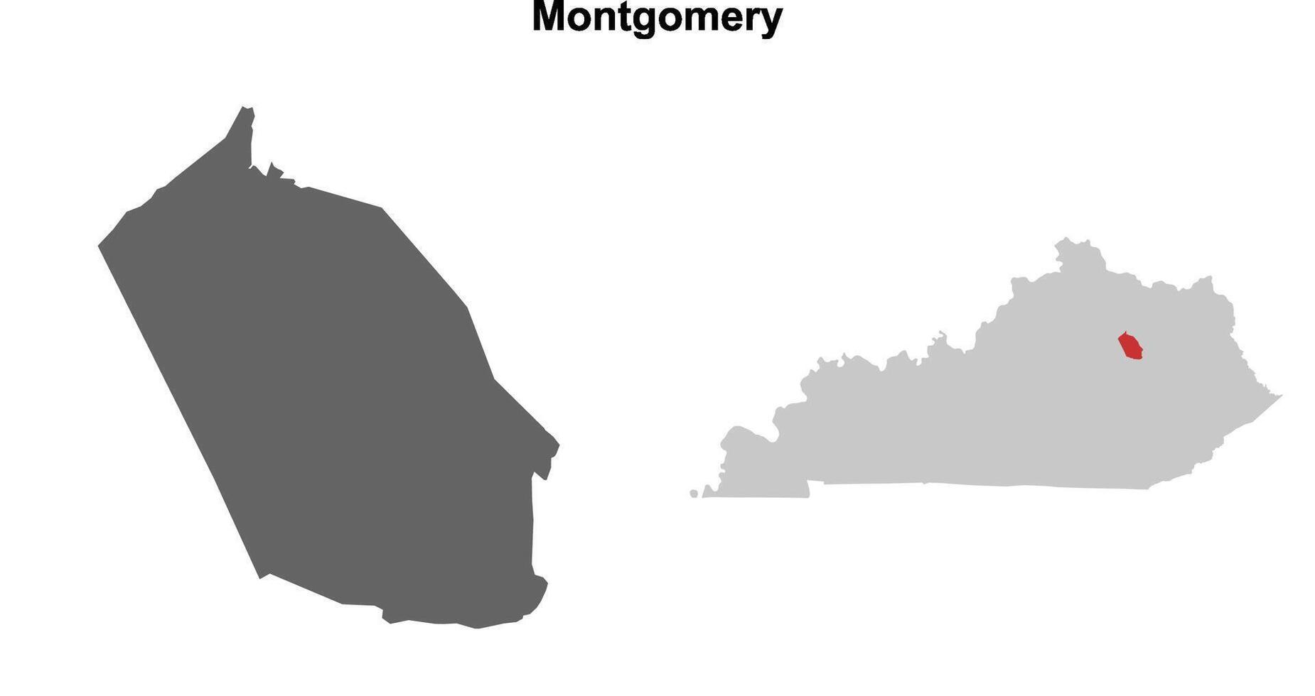 Montgomery County, Kentucky blank outline map set vector