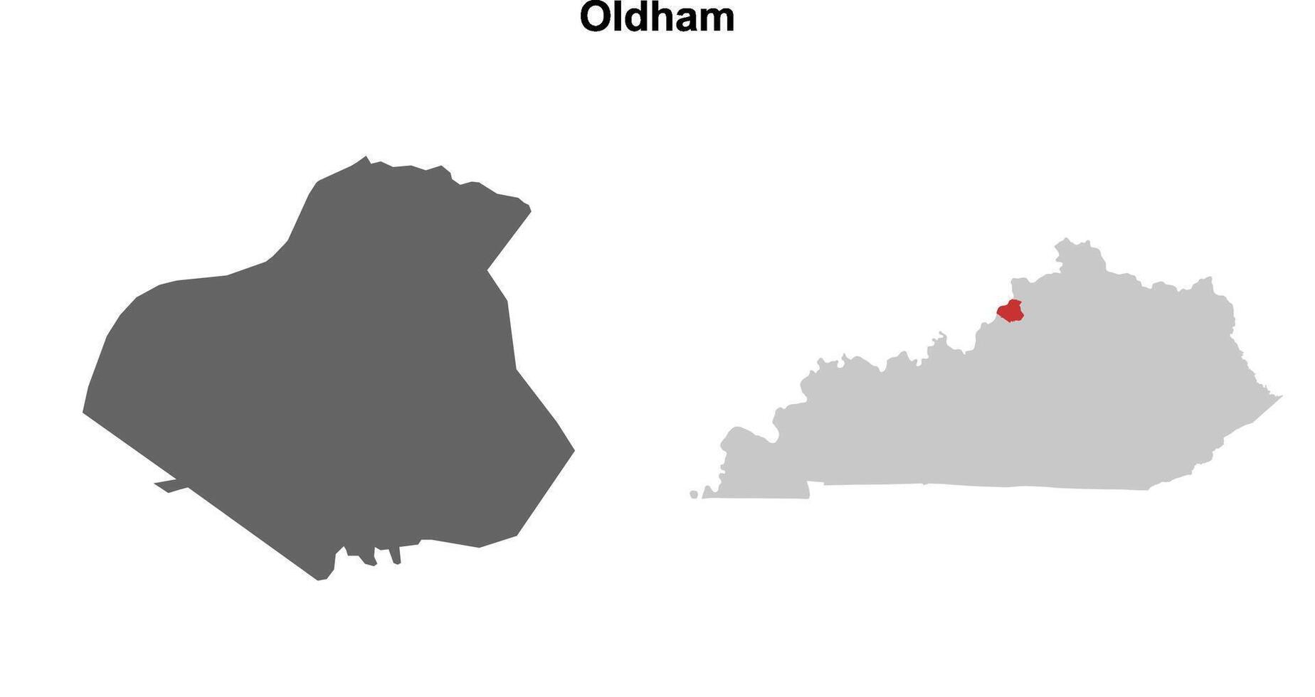 Oldham County, Kentucky blank outline map set vector