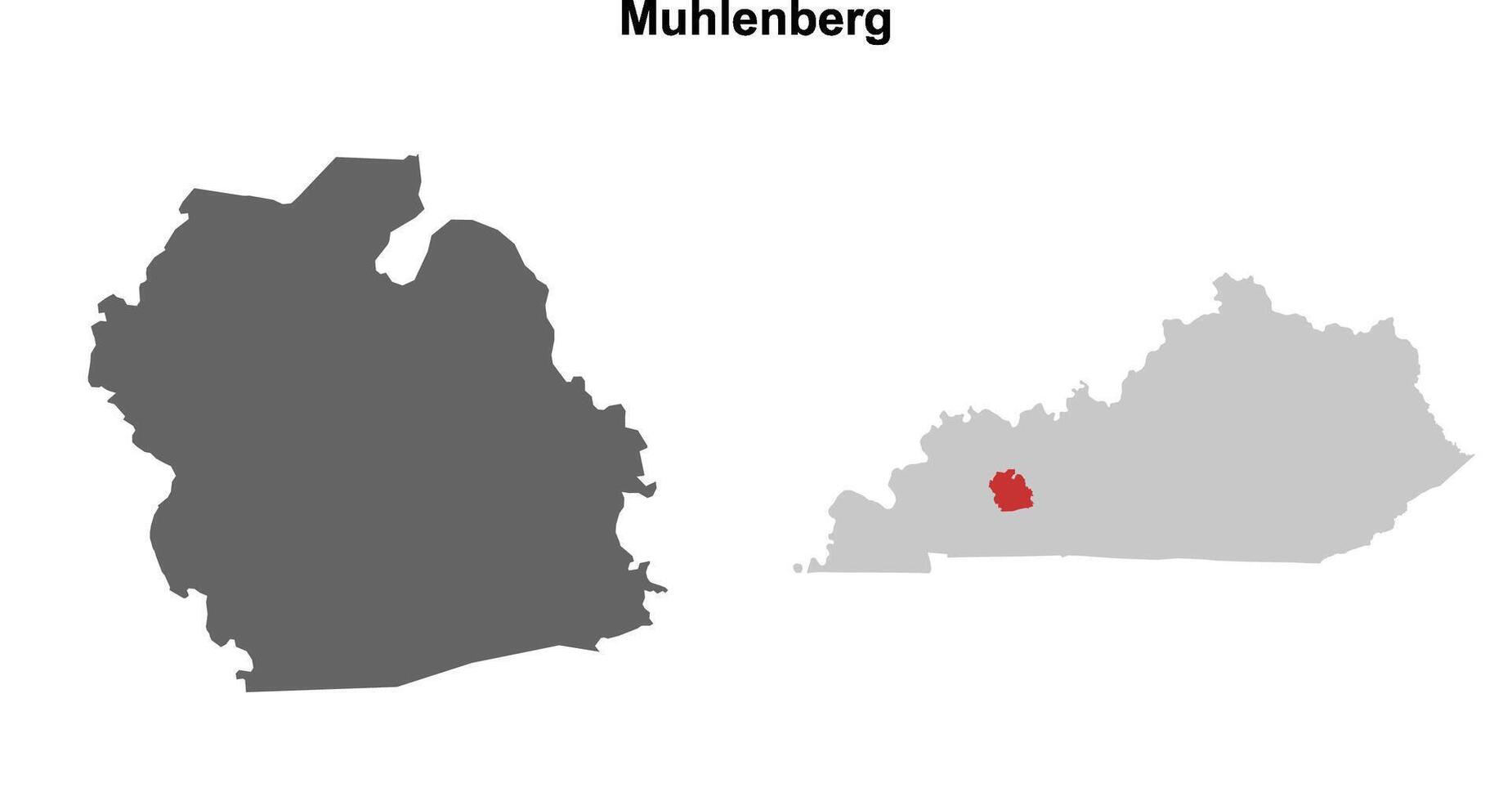 Muhlenberg County, Kentucky blank outline map set vector