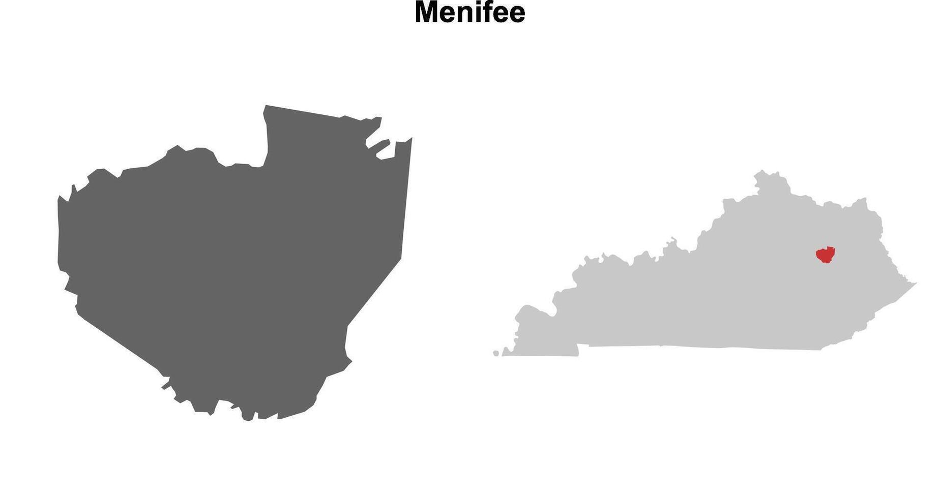 Menifee County, Kentucky blank outline map set vector