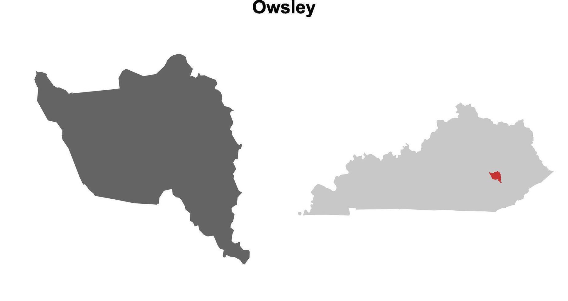 Owsley County, Kentucky blank outline map set vector