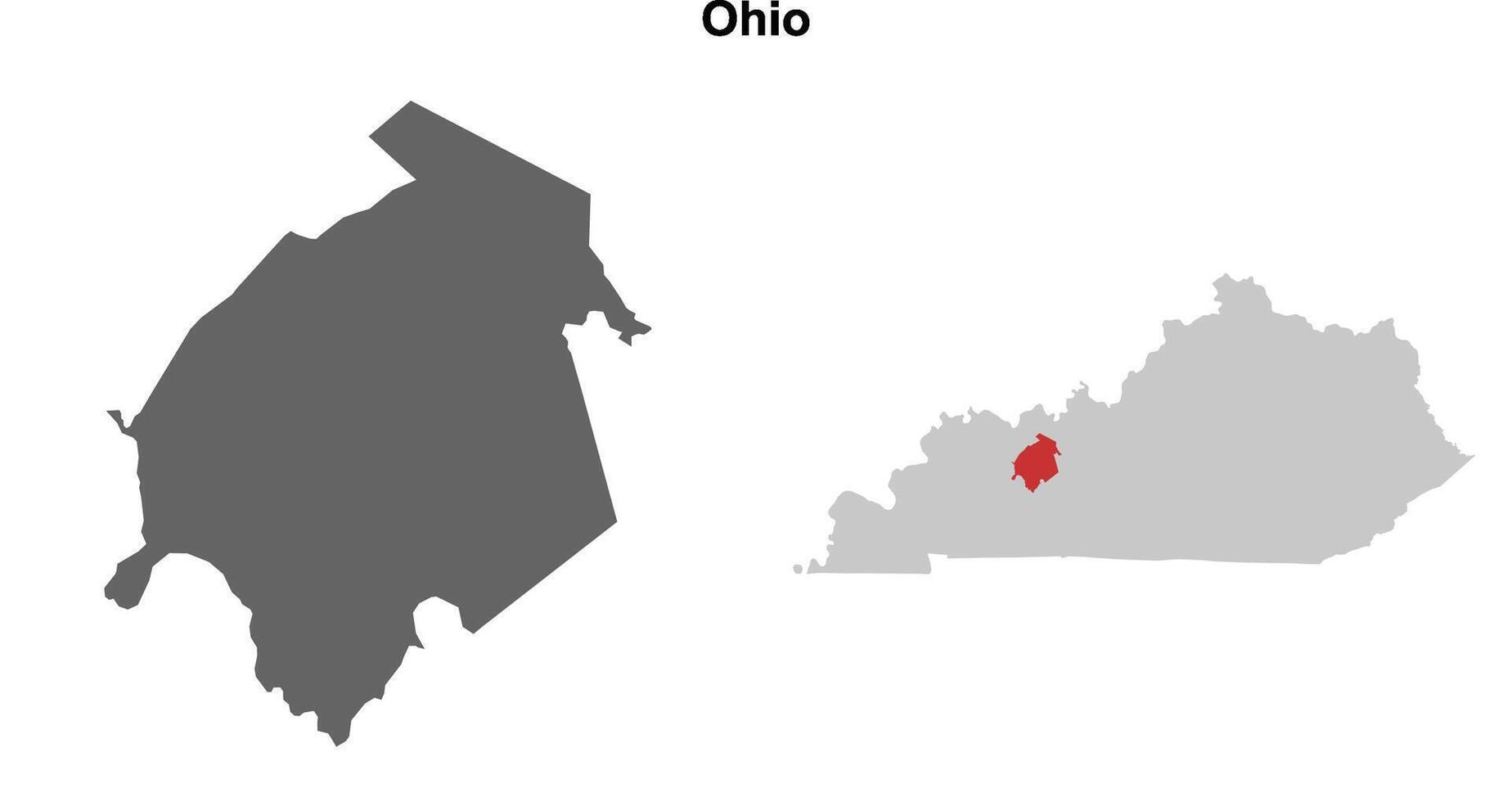 Ohio County, Kentucky blank outline map set vector