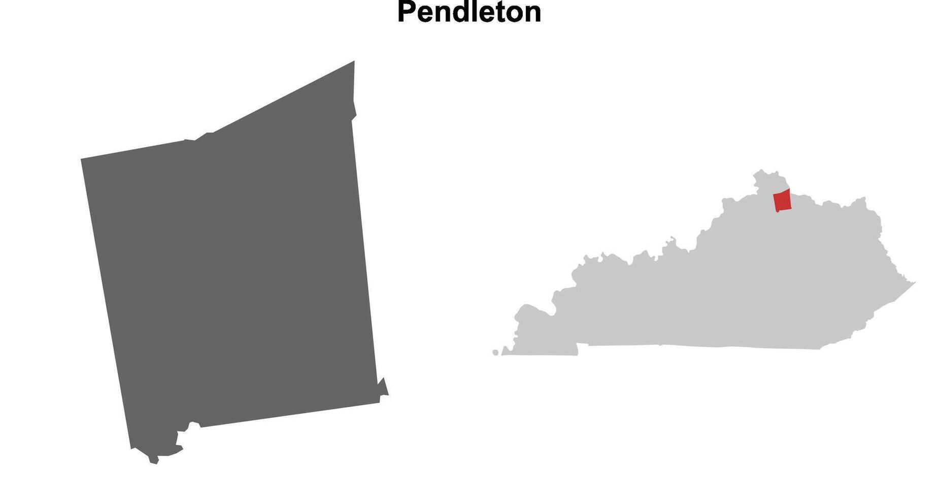Pendleton County, Kentucky blank outline map set vector