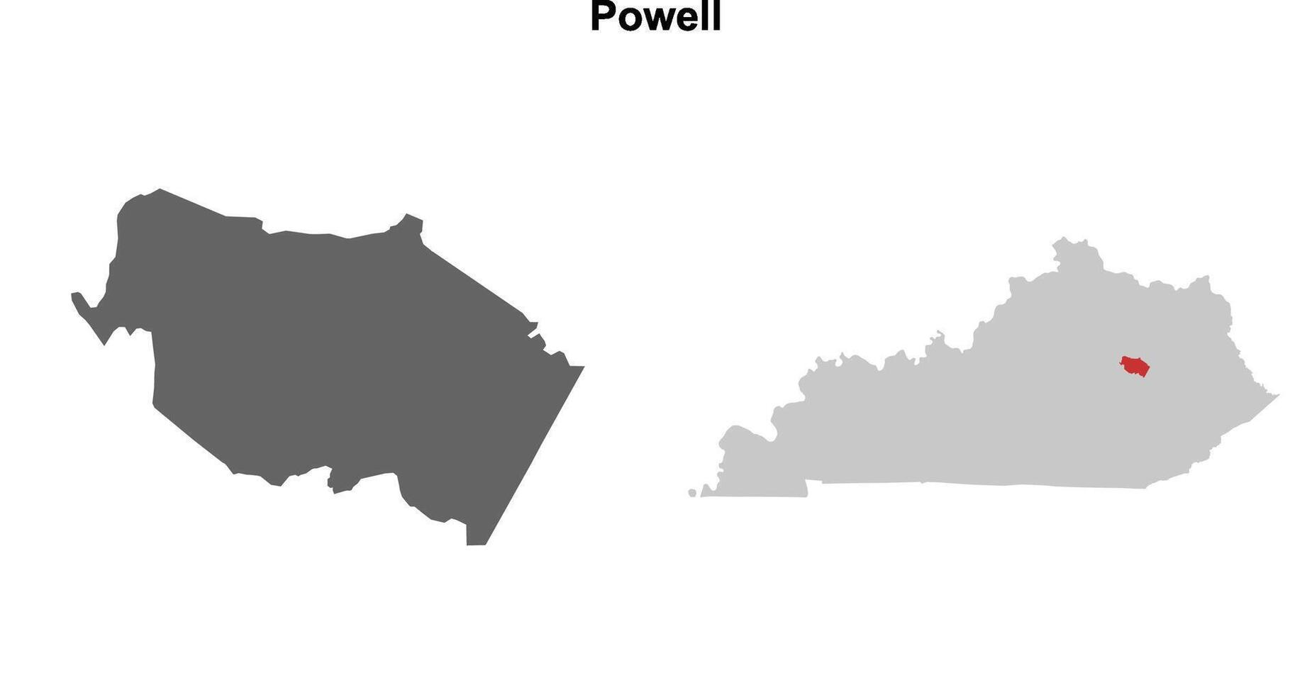 Powell County, Kentucky blank outline map set vector