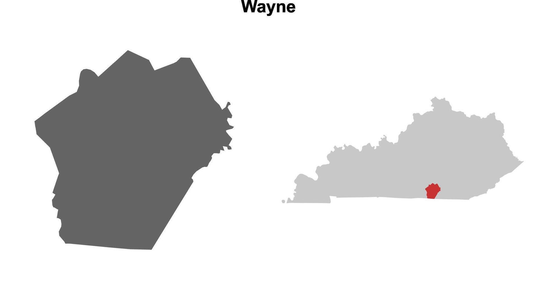 Wayne County, Kentucky blank outline map set vector