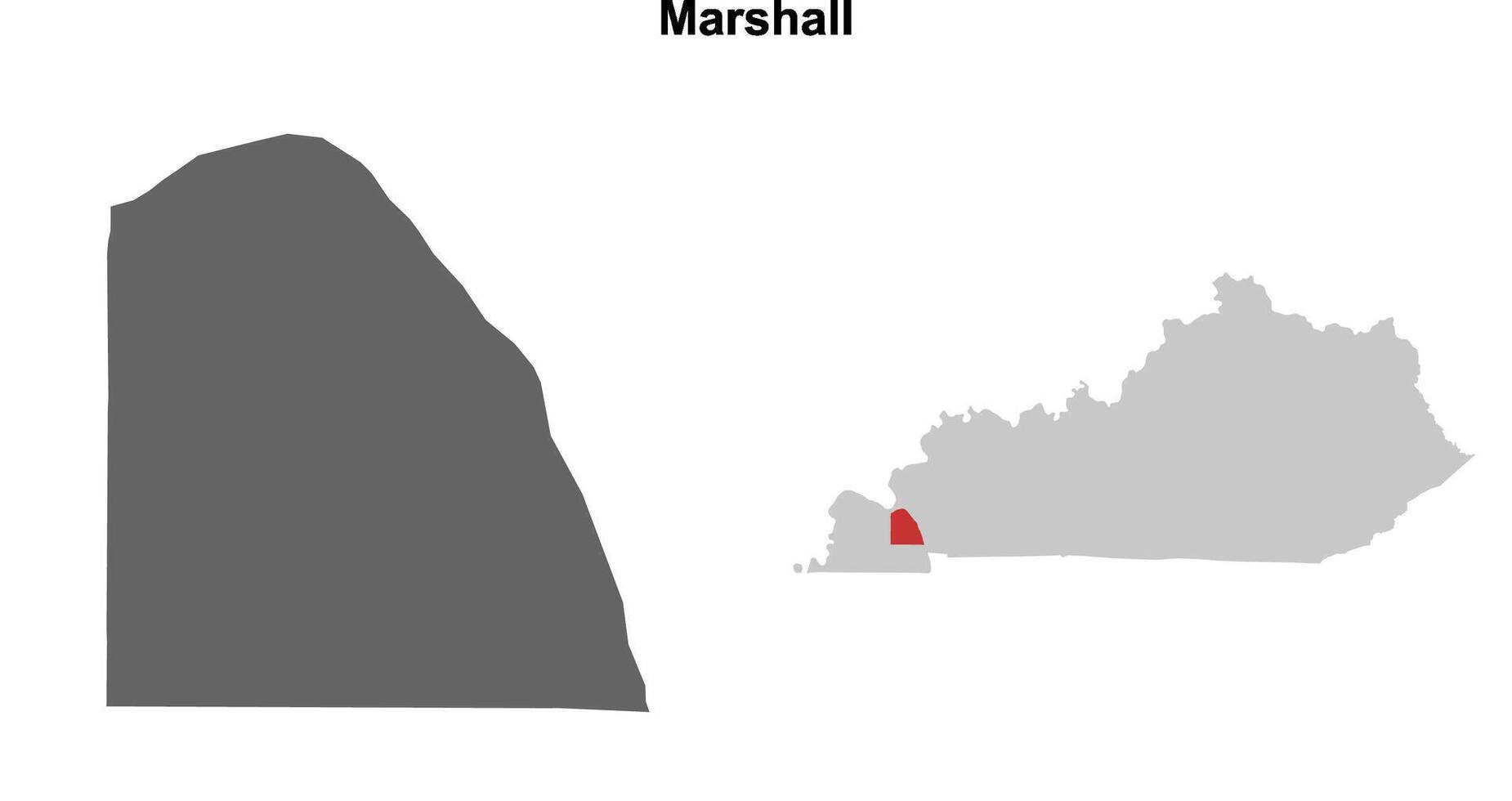 Marshall County, Kentucky blank outline map set vector