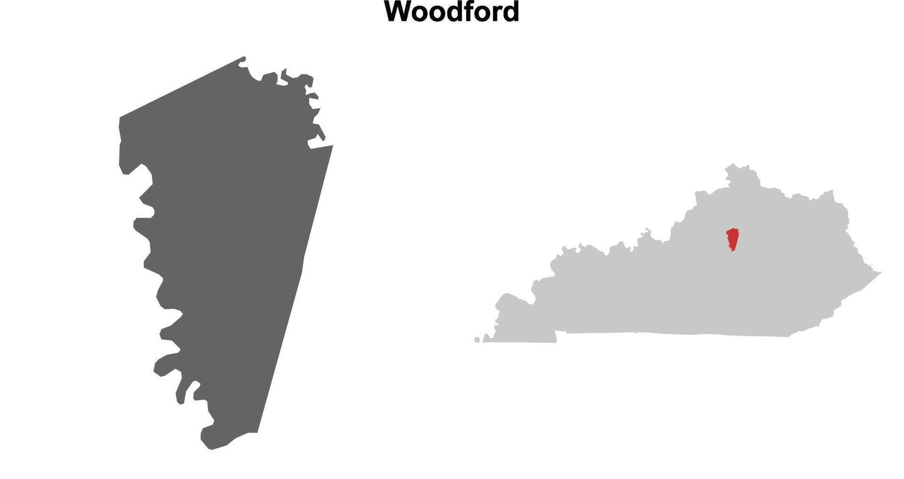 Woodford County, Kentucky blank outline map set vector