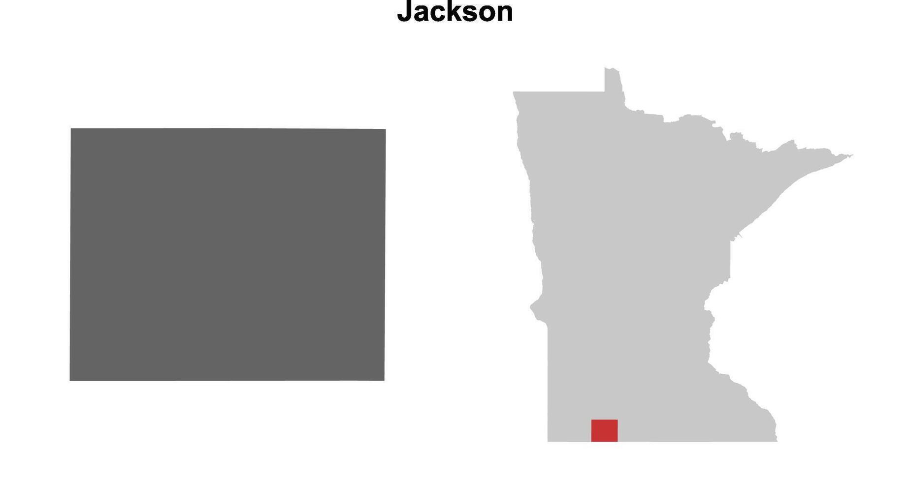 Jackson County, Minnesota blank outline map set vector