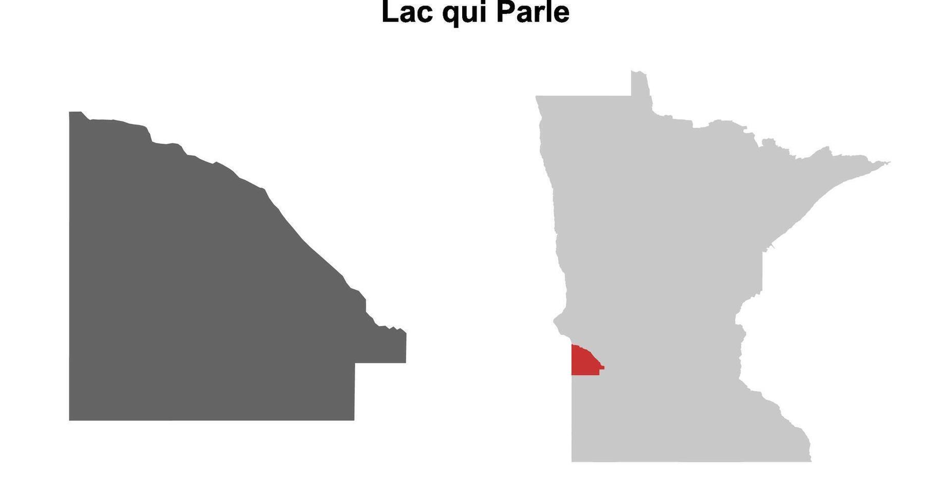 Lac qui Parle County, Minnesota blank outline map set vector