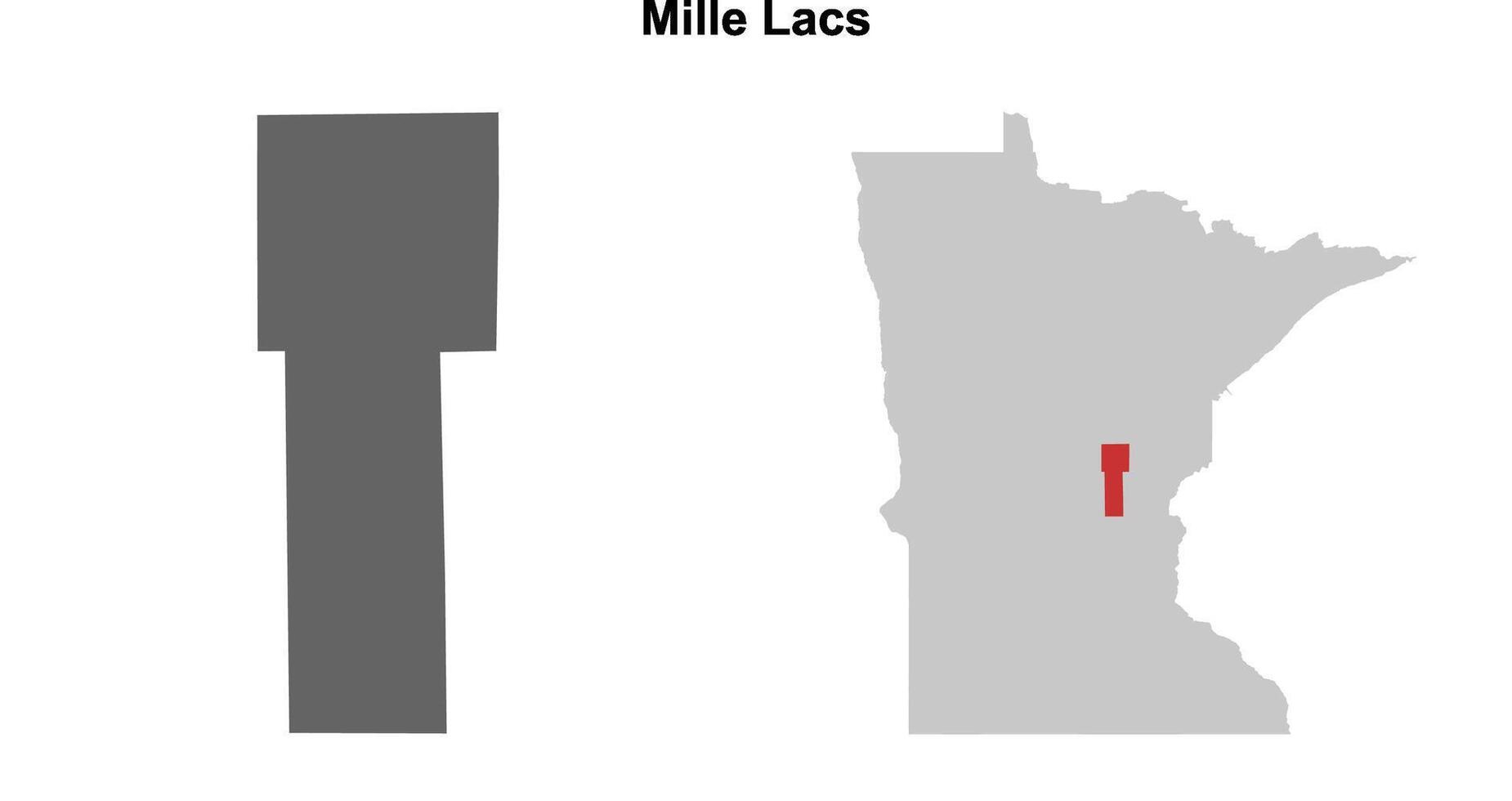 Mille Lacs County, Minnesota blank outline map set vector