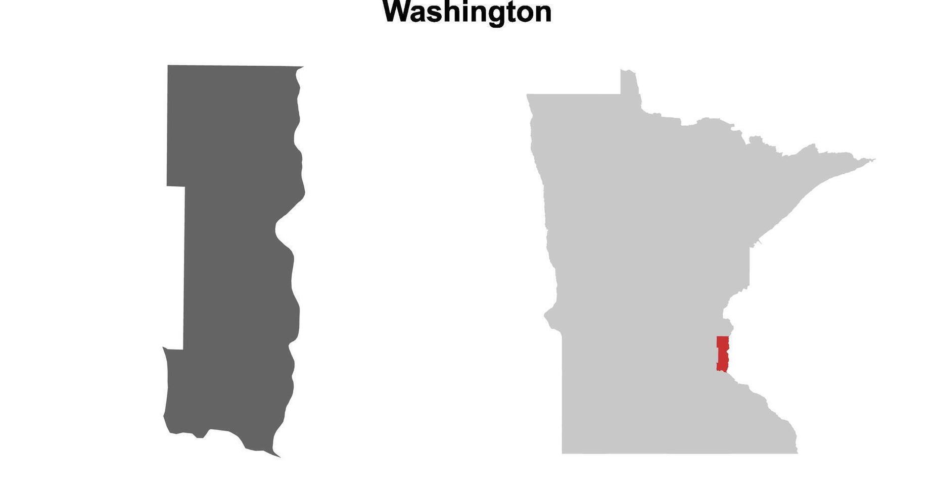 Washington County, Minnesota blank outline map set vector