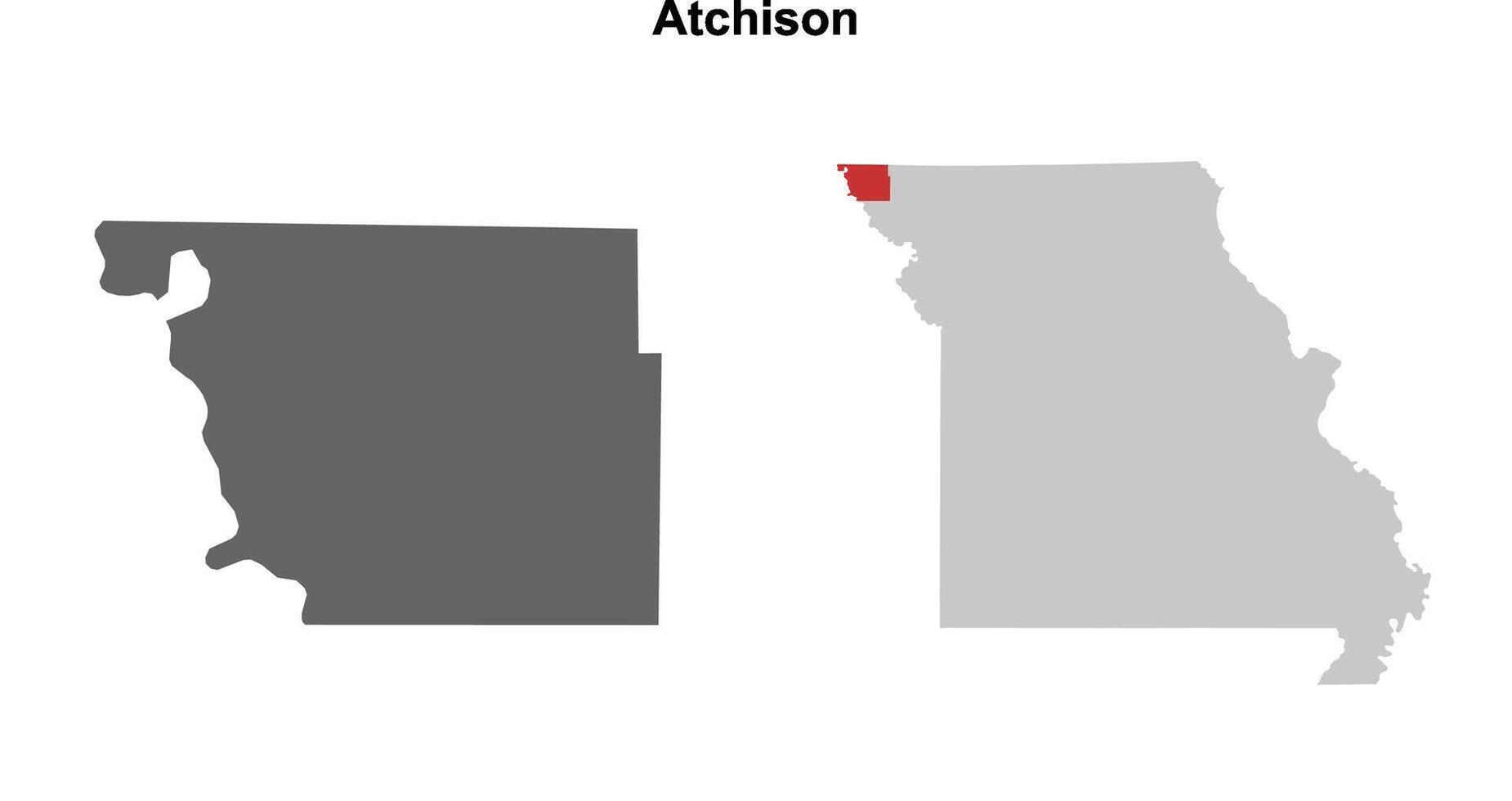 Atchison County, Missouri blank outline map set vector