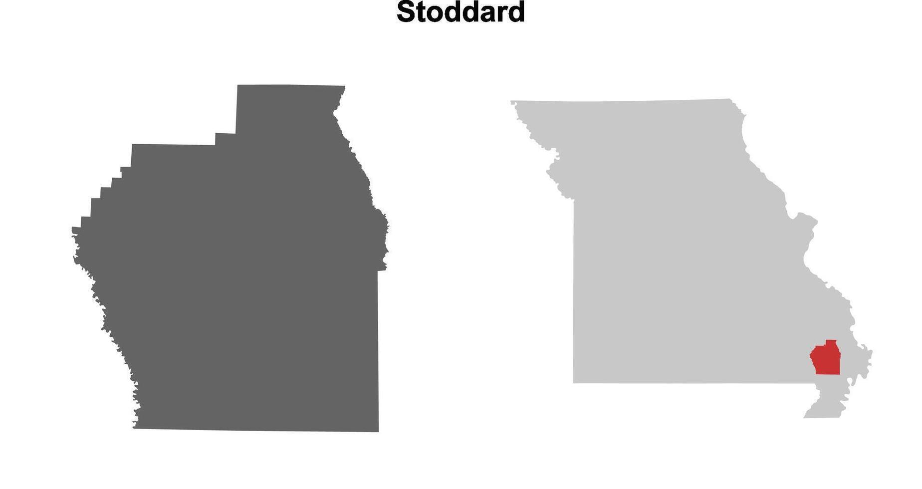 Stoddard County, Missouri blank outline map set vector