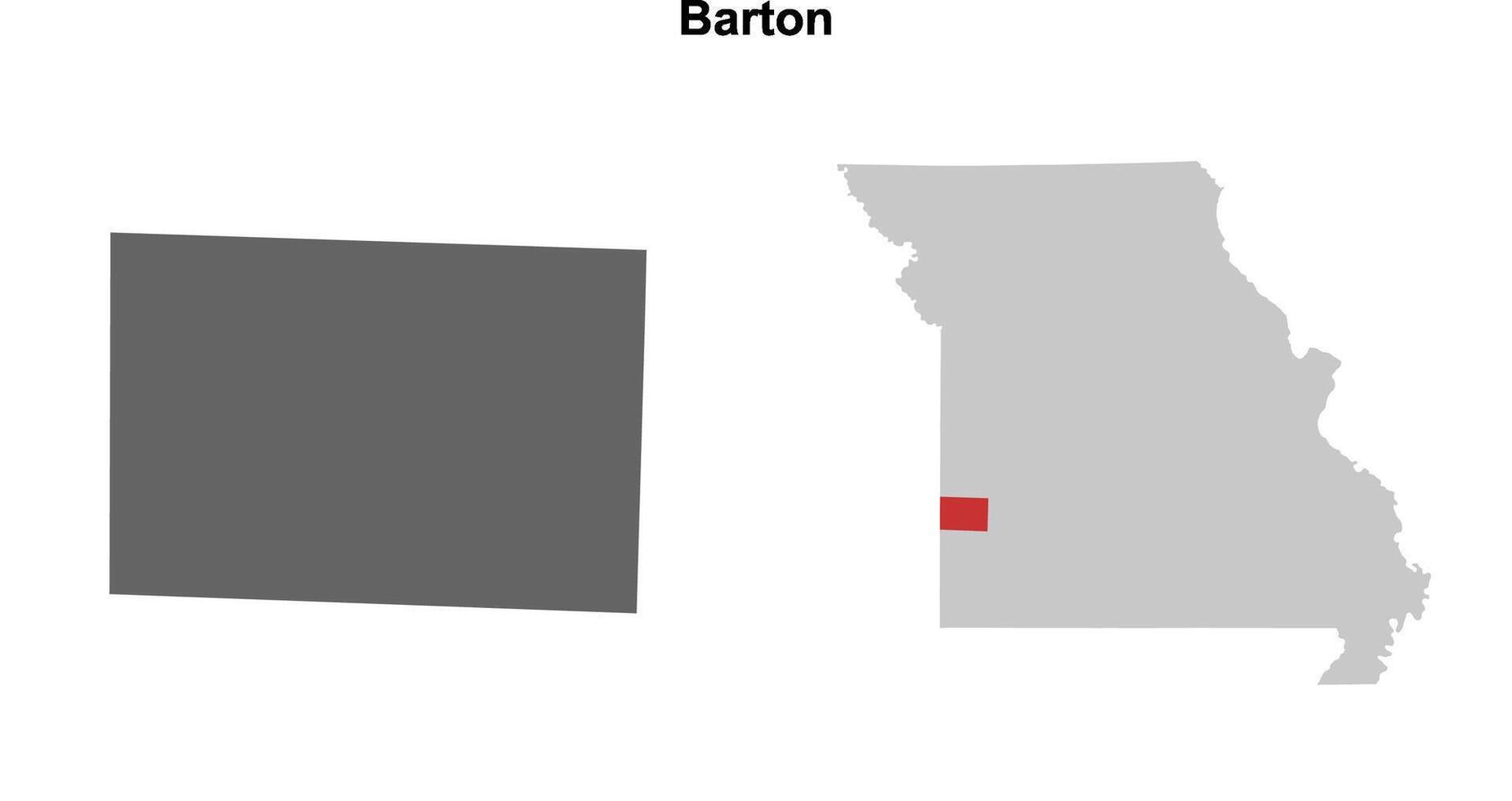 Barton County, Missouri blank outline map set vector