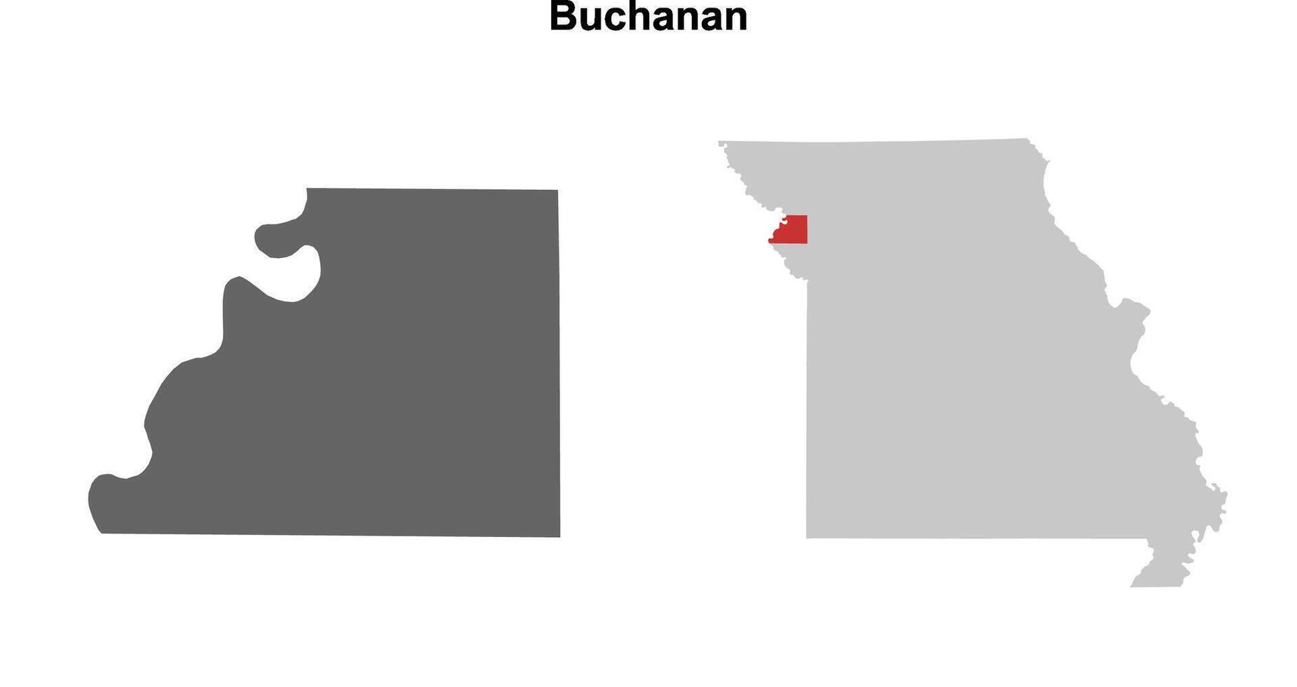 Buchanan County, Missouri blank outline map set vector