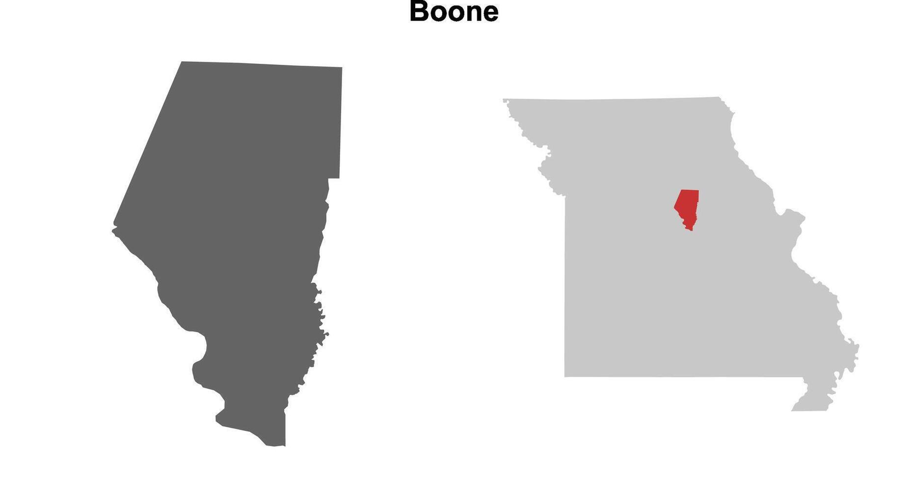 Boone County, Missouri blank outline map set vector