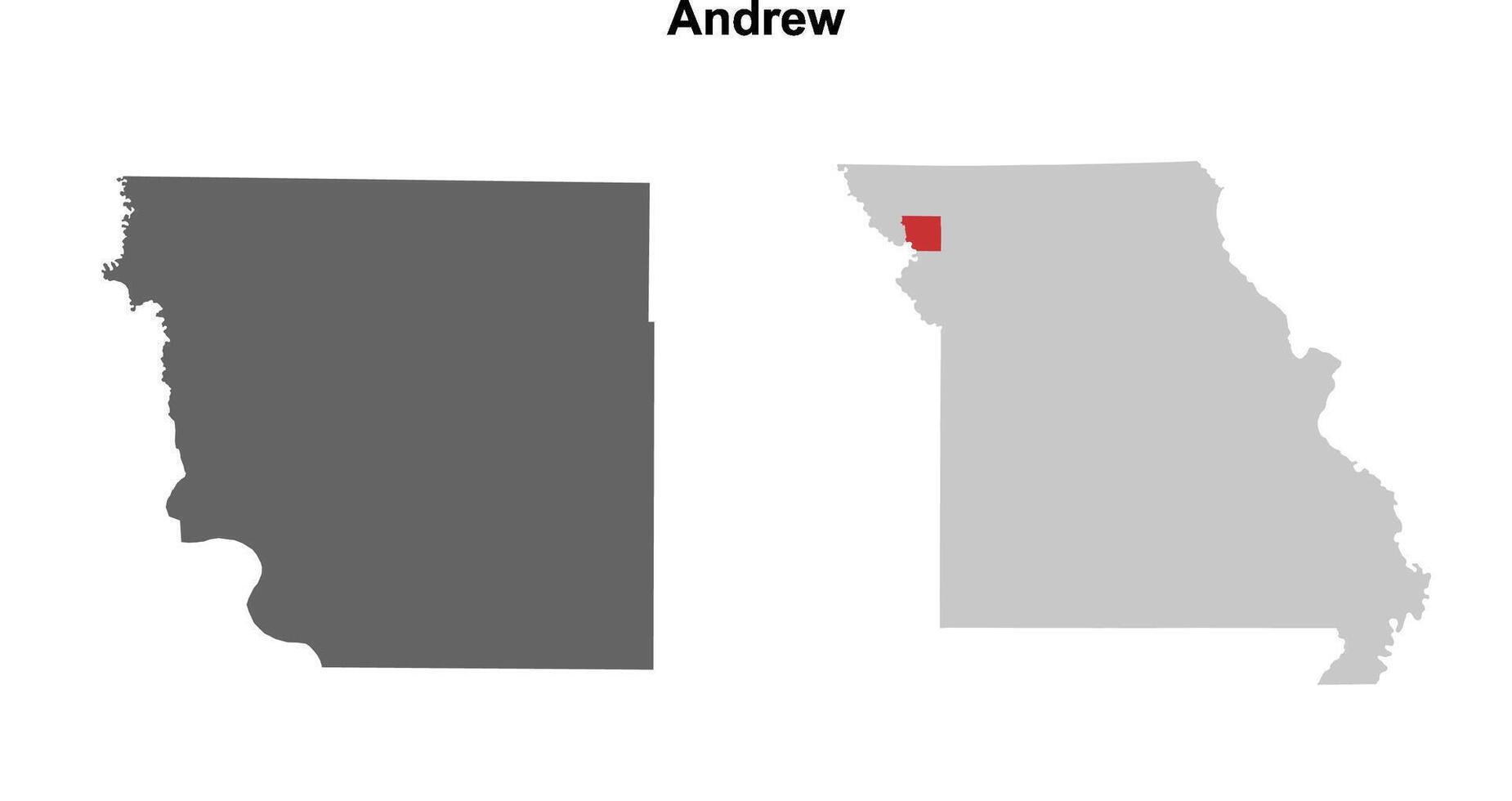 Andrew County, Missouri blank outline map set vector