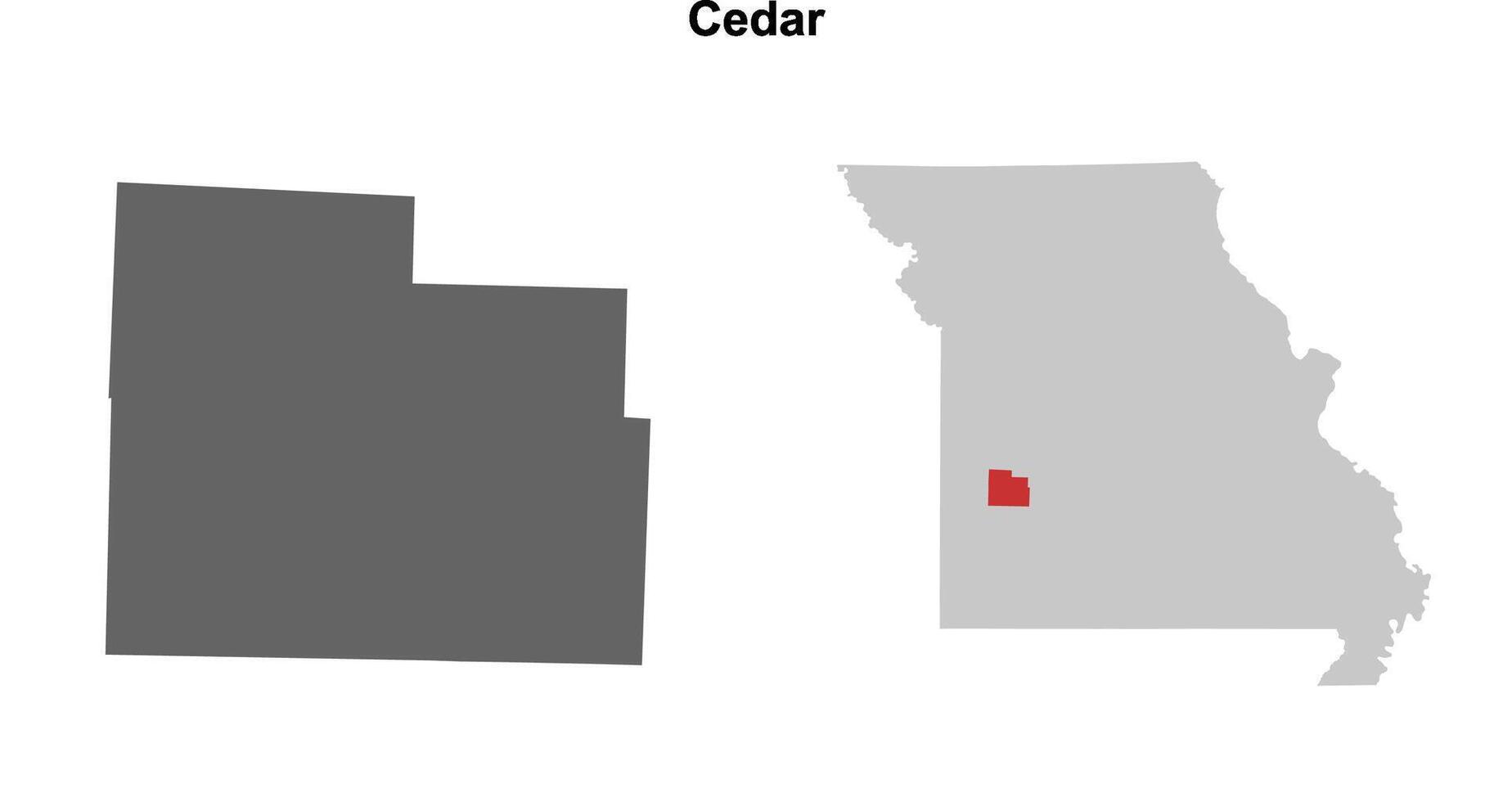 Cedar County, Missouri blank outline map set vector
