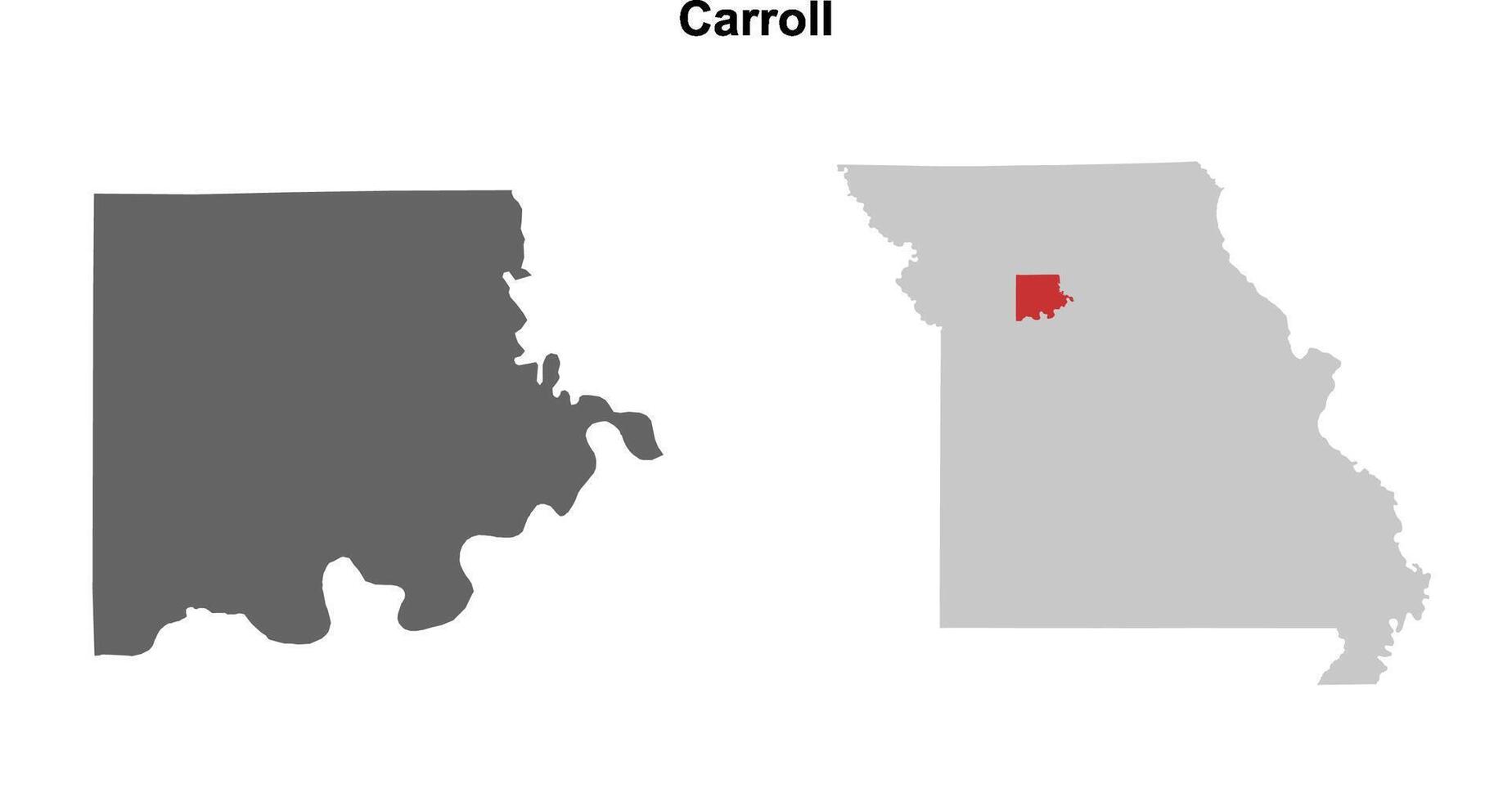 Carroll County, Missouri blank outline map set vector