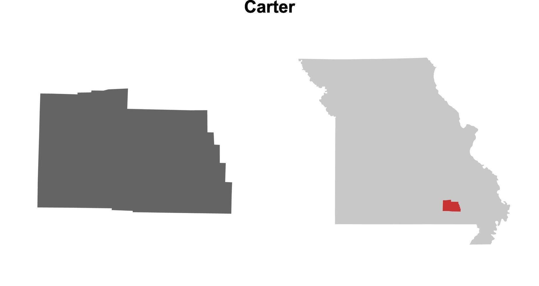 Carter County, Missouri blank outline map set vector