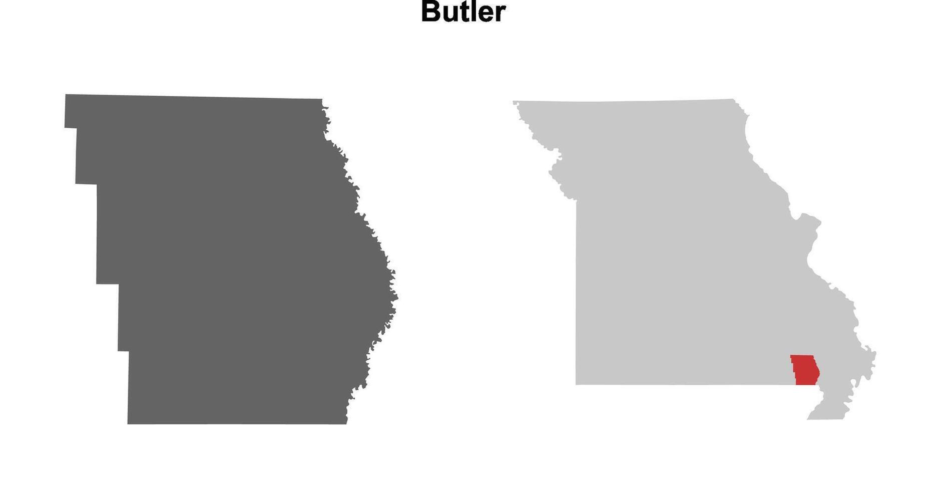 Butler County, Missouri blank outline map set vector