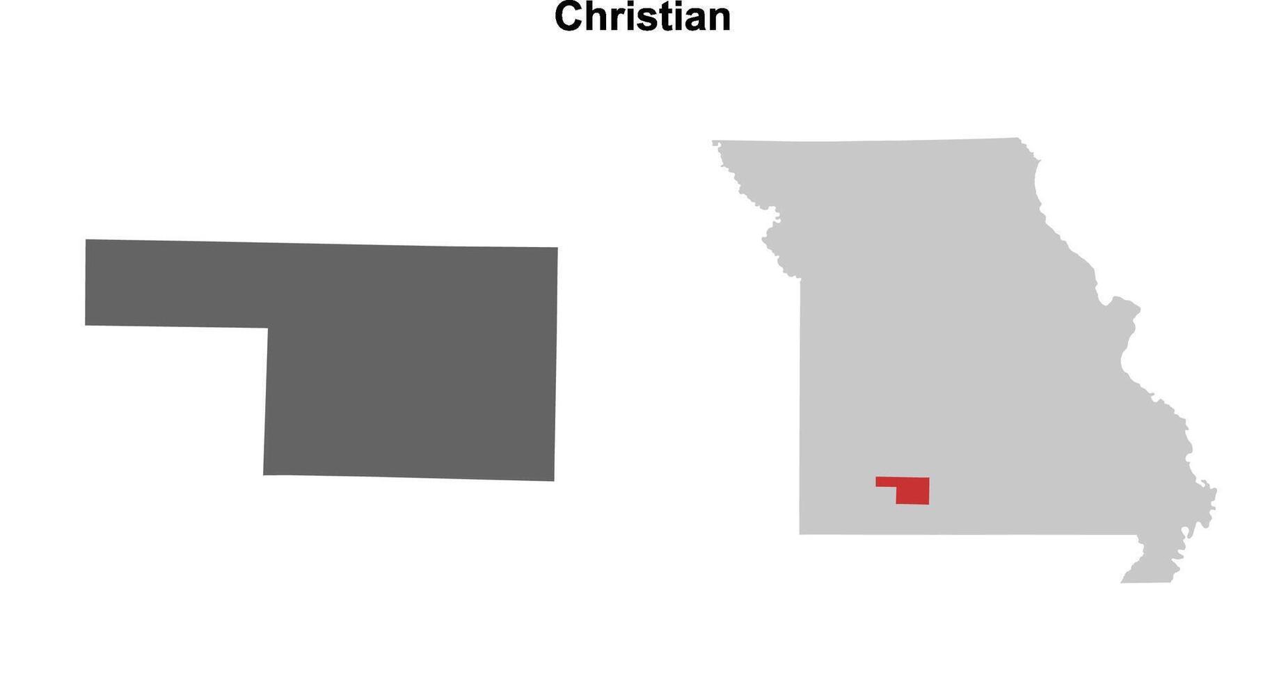 Christian County, Missouri blank outline map set vector