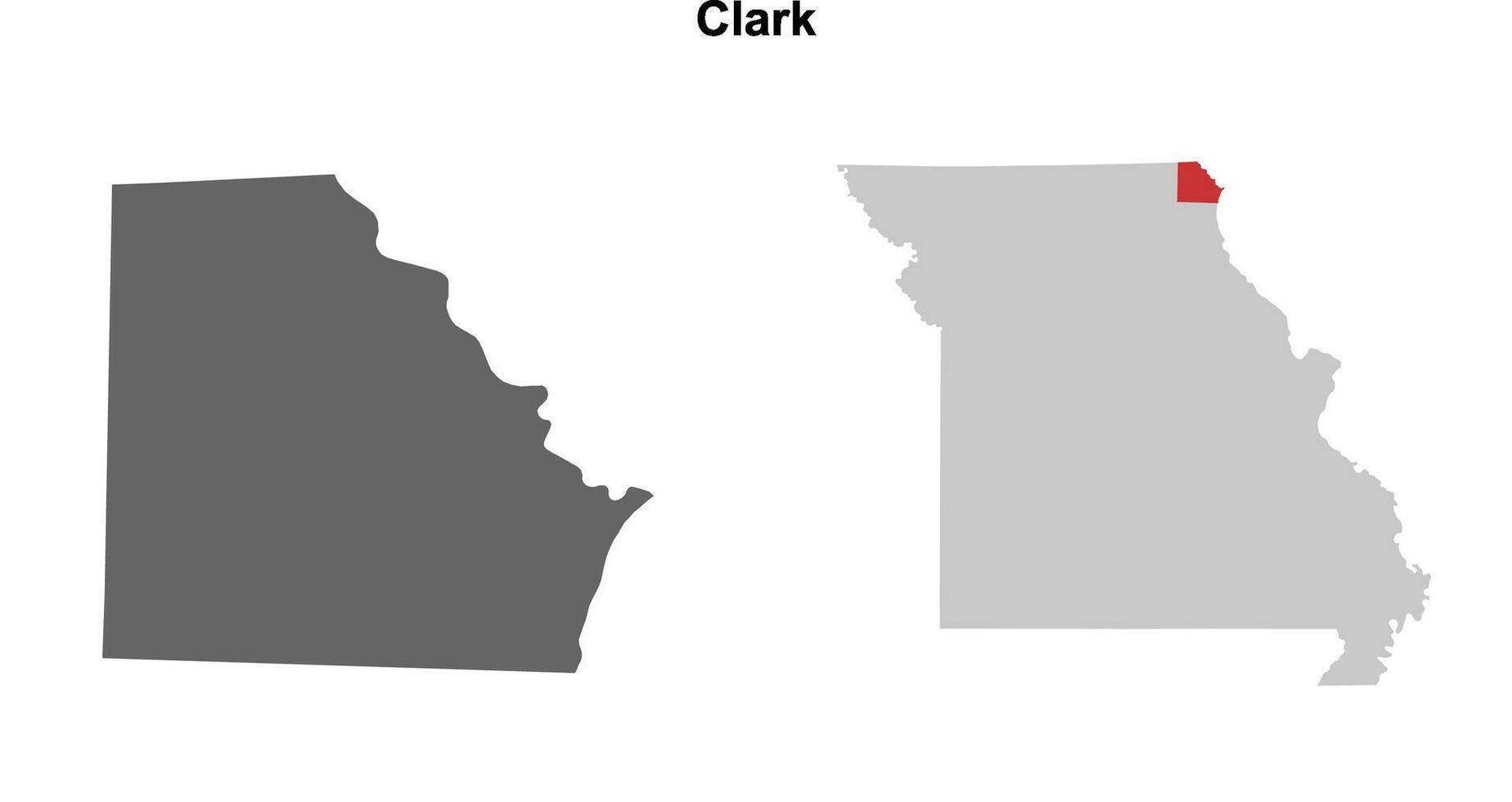 Clark County, Missouri blank outline map set vector
