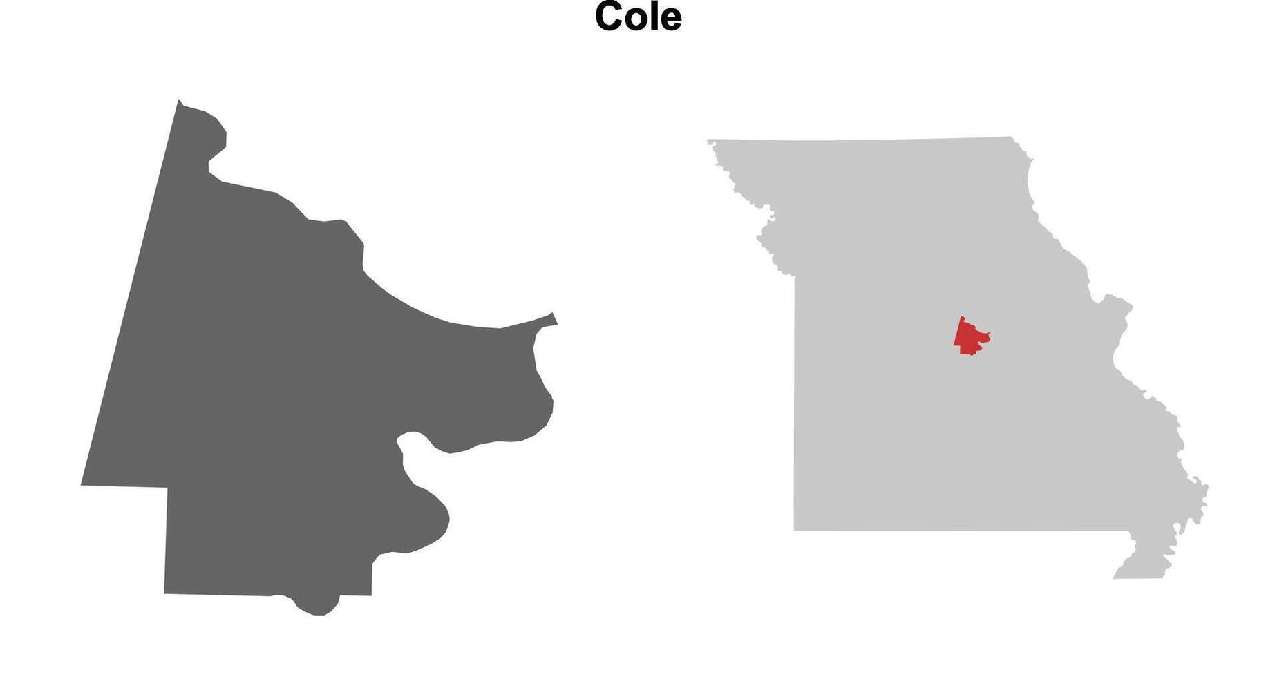 Cole County, Missouri blank outline map set vector