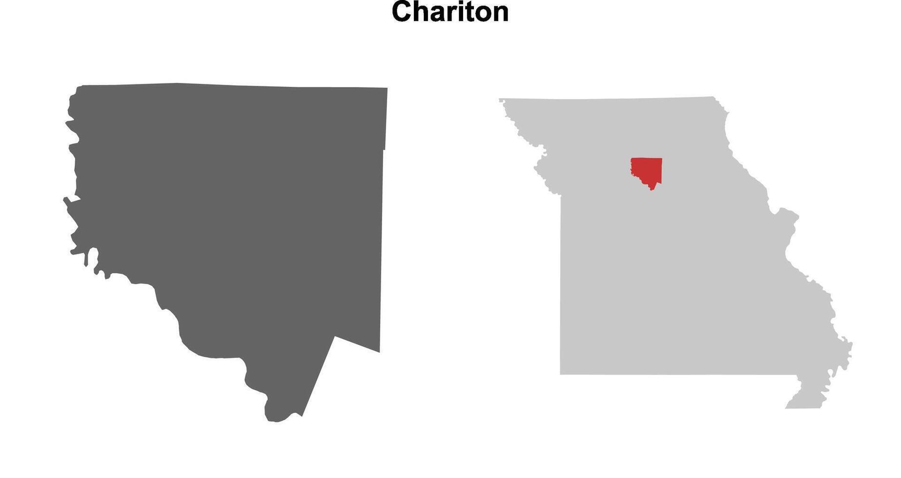 Chariton County, Missouri blank outline map set vector